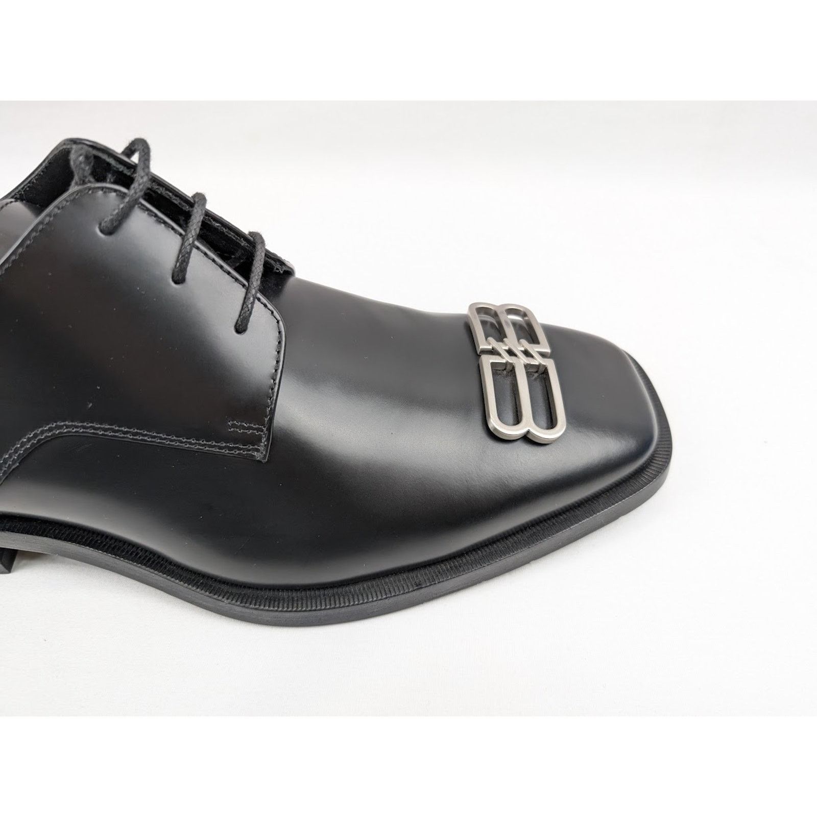 Balenciaga o1rshd1 Smooth Rim BB Icon Derbie Shoes in Black Size US 10 / EU 43 - 3 Thumbnail