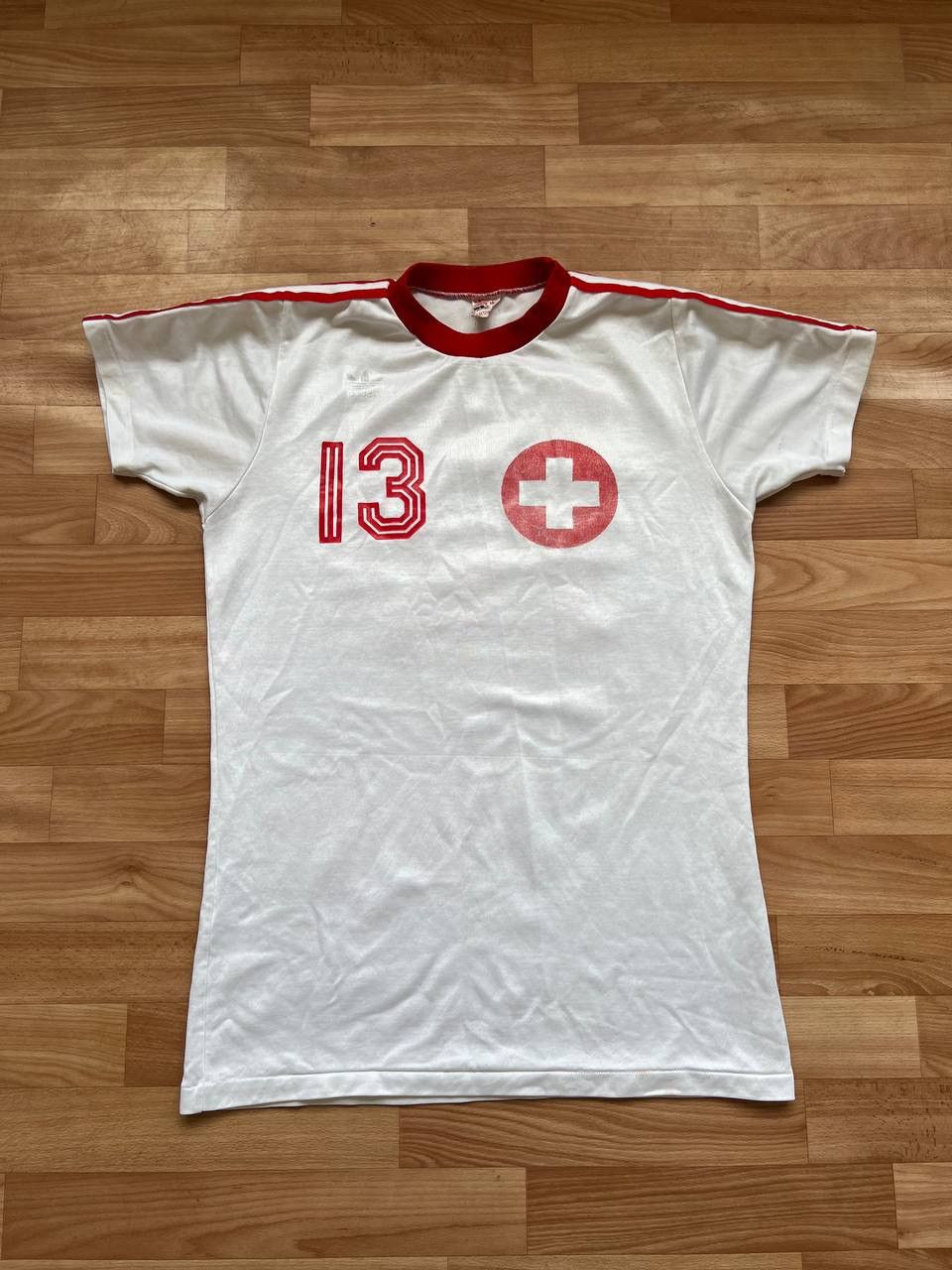 Vintage ULTRA RARE! 1975 SWITZERLAND #13 MATCH WORN ADIDAS JERSEY L Size US L / EU 52-54 / 3 - 2 Thumbnail