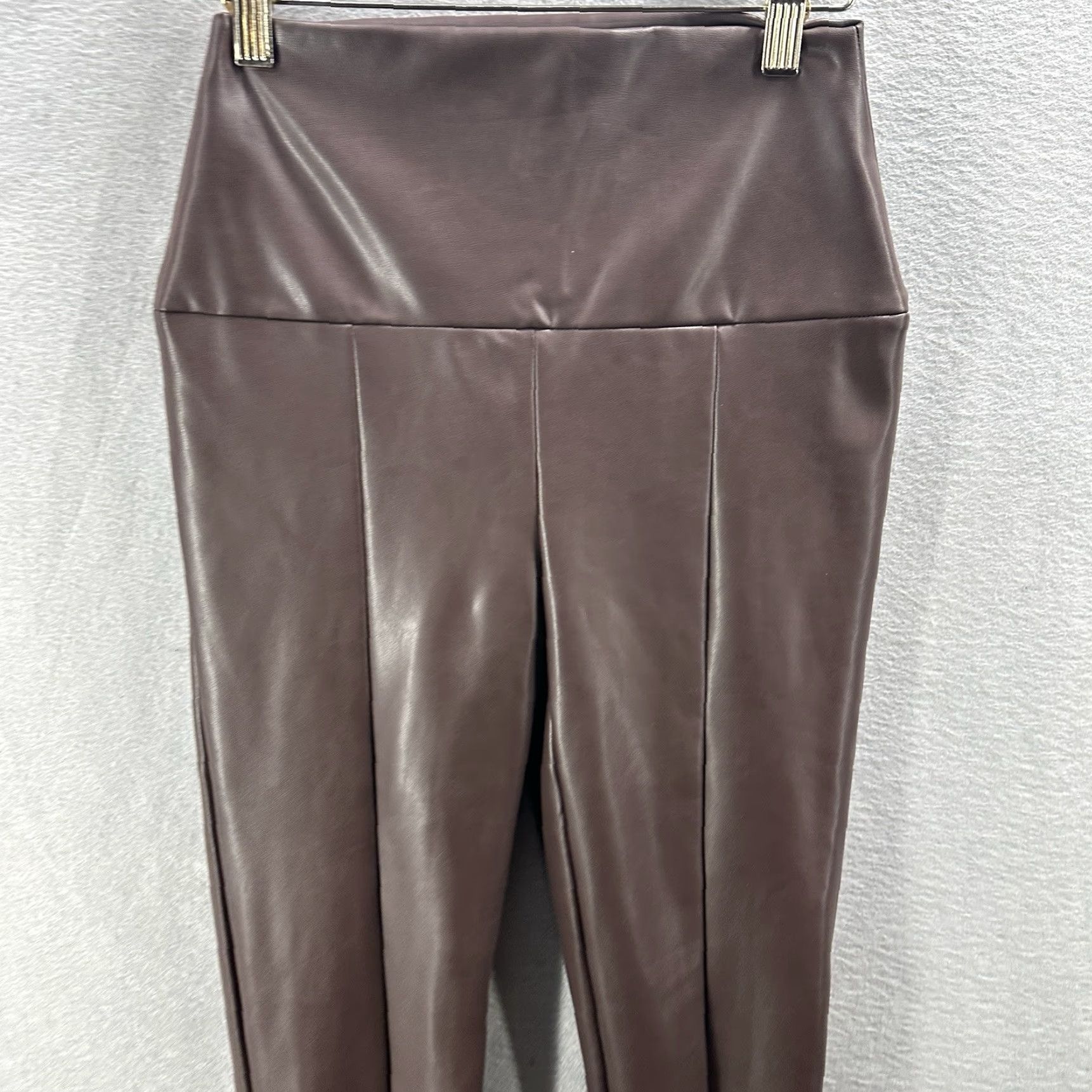 Norma Kamali Norma Kamali Faux Leather Slit Hem Leggings Womens XS Brown Casual Ankle Size 26" / US 2 / IT 38 - 3 Thumbnail