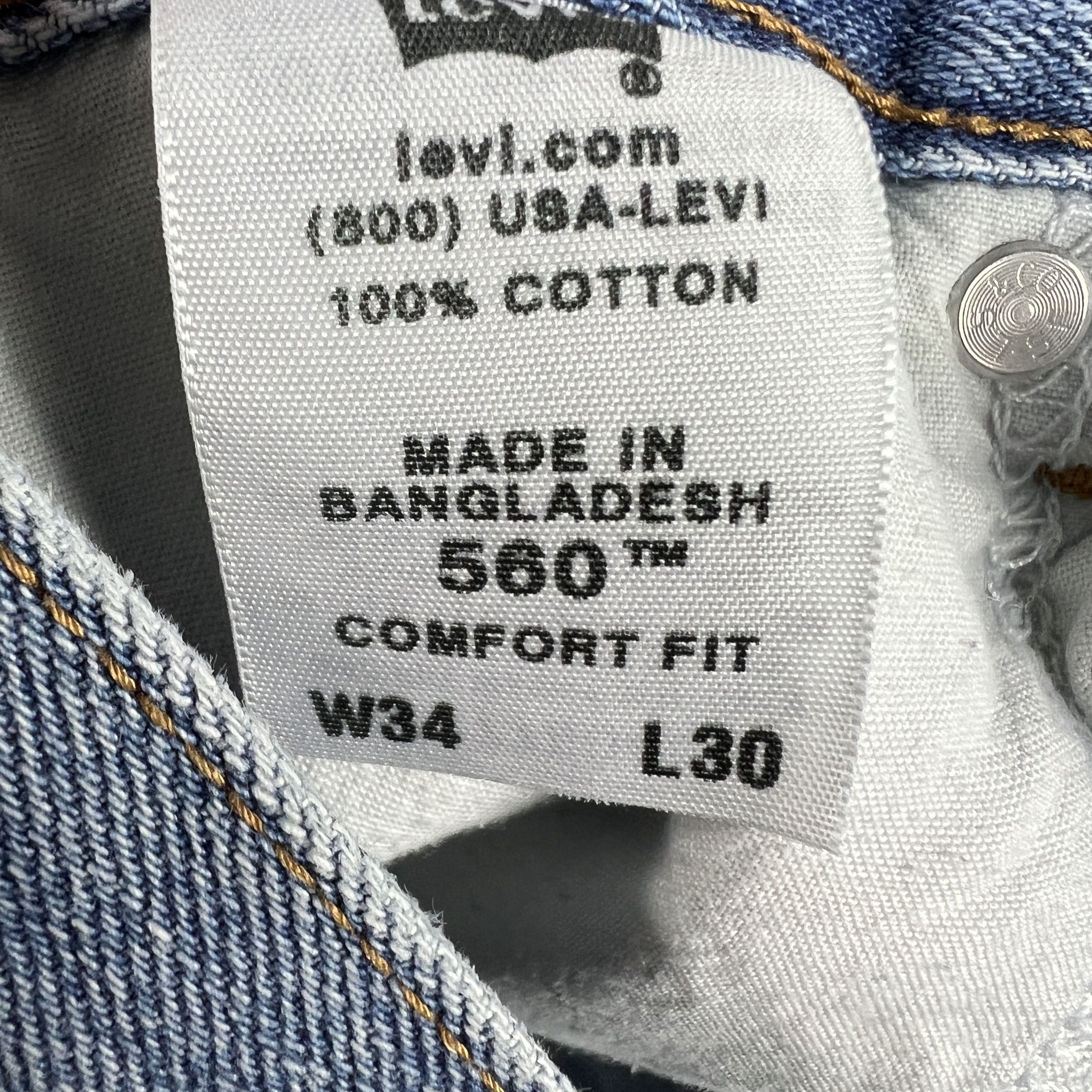 Levi's × Vintage Y2K Levi's Jeans 560 Loose Tapered Blue Faded Cotton Denim Size US 34 / EU 50 - 8 Thumbnail