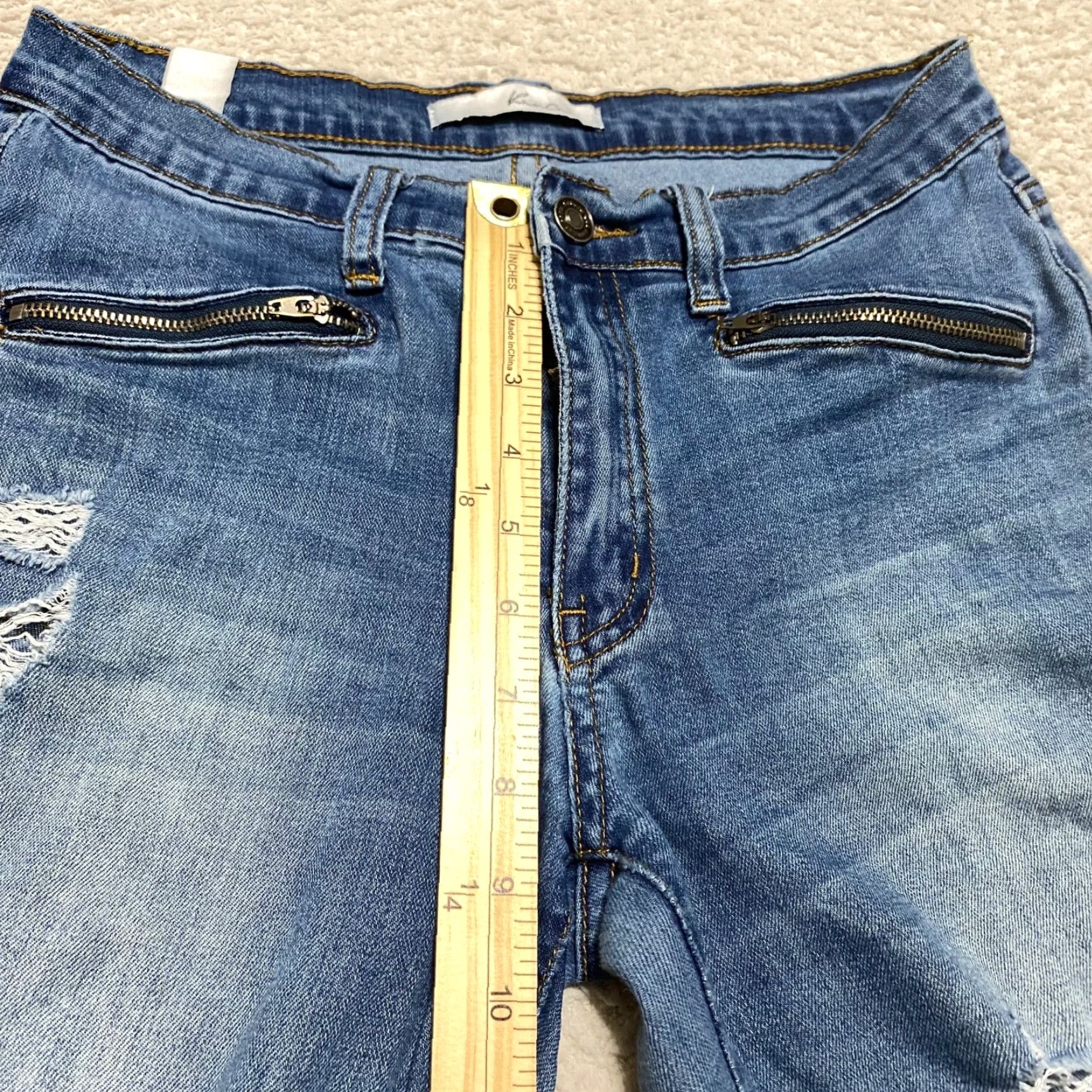 Vintage Kancan Womens Jeans 28 Blue Denim Skinny Mid Rise Distressed Jeans Women XS-28 Medium Wash Size 28" / US 6 / IT 42 - 4 Thumbnail