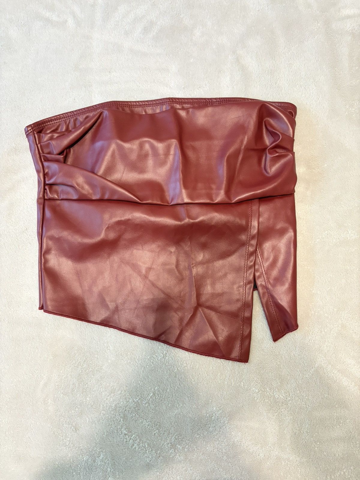 Shein Red Leather Tube Top Size XS / US 0-2 / IT 36-38 - 2 Thumbnail