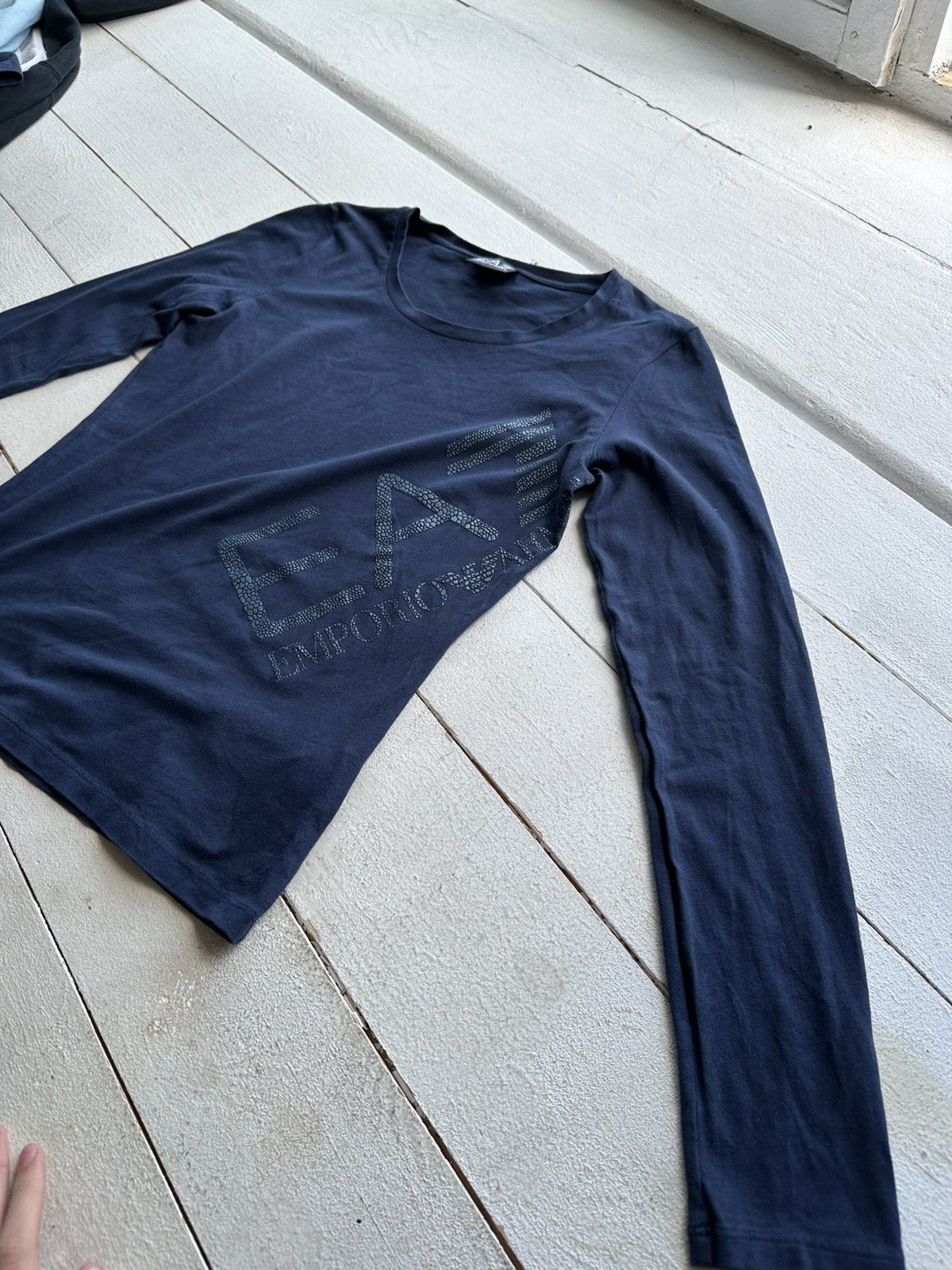 Designer × Giorgio Armani × Vintage 🚨VNTG Armani jeans EA7 Giorgio Blue UNISEX Long Sleeve TEE Size M / US 6-8 / IT 42-44 - 3 Thumbnail