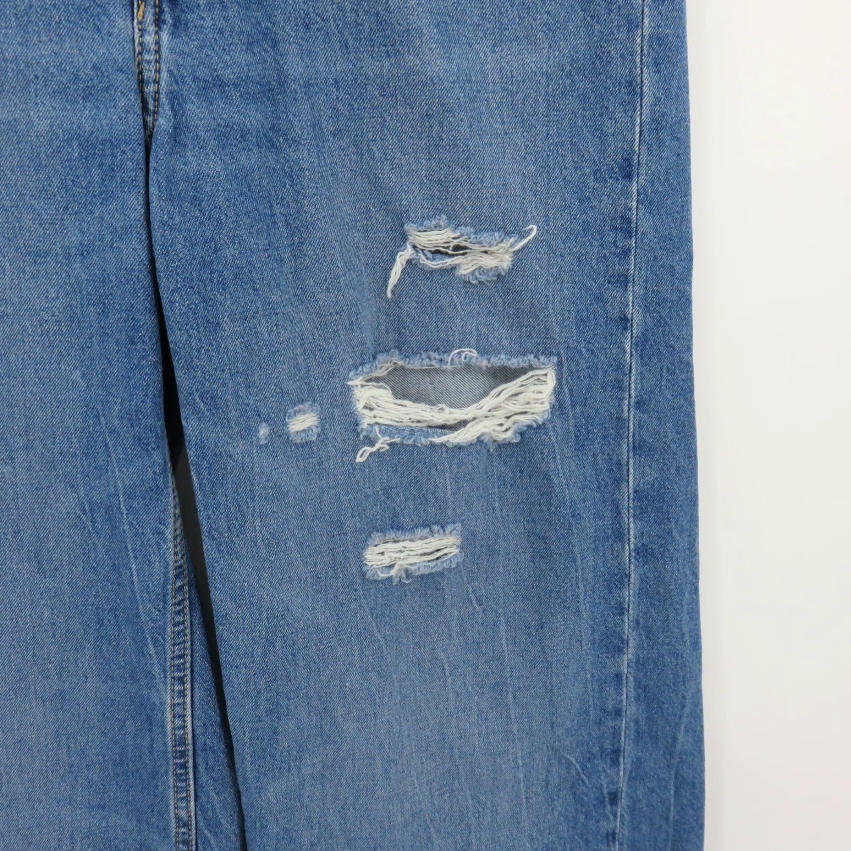 Vintage H&M Divided Jeans Women 4 Distressed Wide-Leg 5-Pocket Denim Blue Cotton Blend Pocket Pockets Regular Vintage No Size 27" / US 4 / IT 40 - 4 Thumbnail