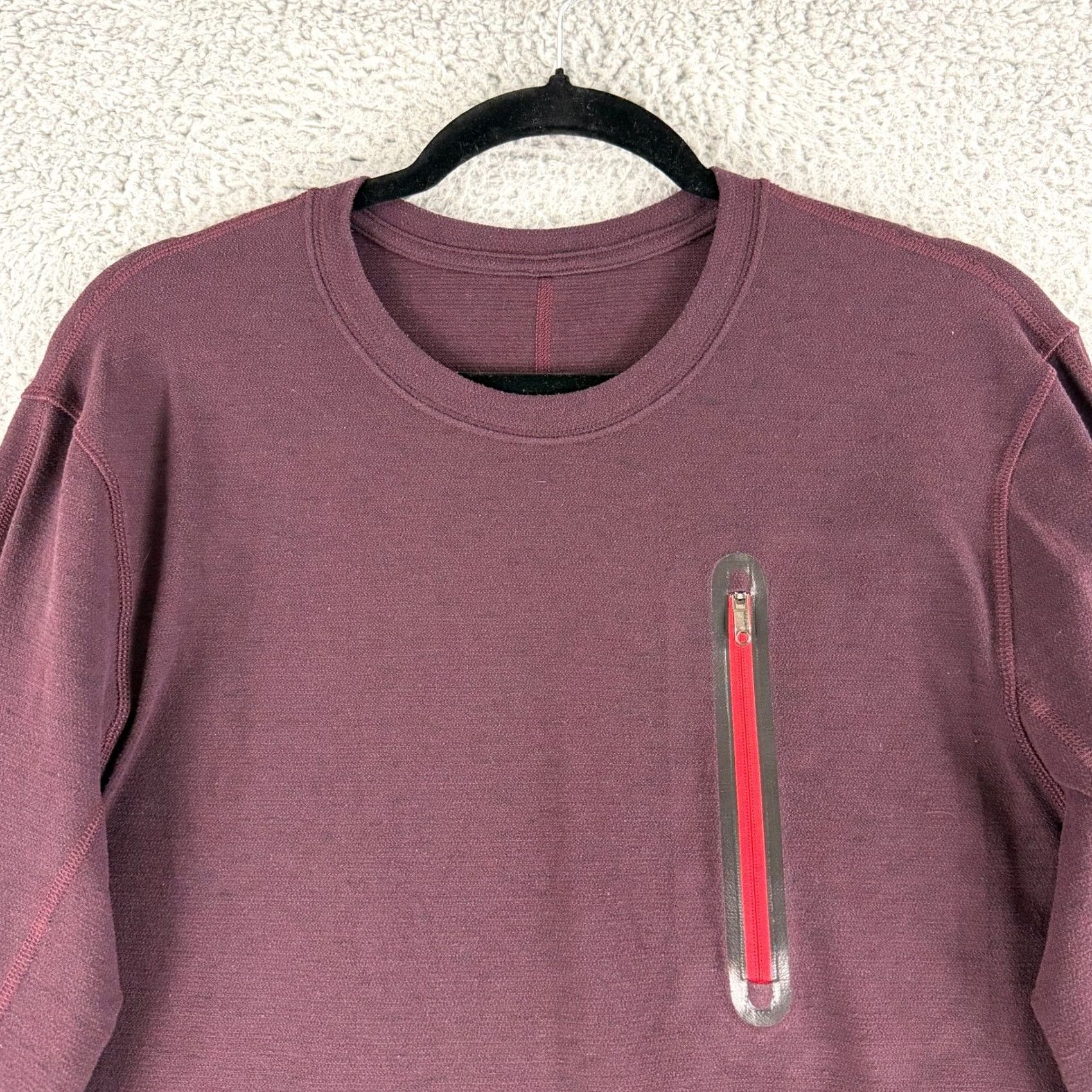Lululemon Lululemon Sweatshirt Mens Medium Burgundy Zip Pocket Crew Neck Athletic All Seasons Size US M / EU 48-50 / 2 - 2 Thumbnail