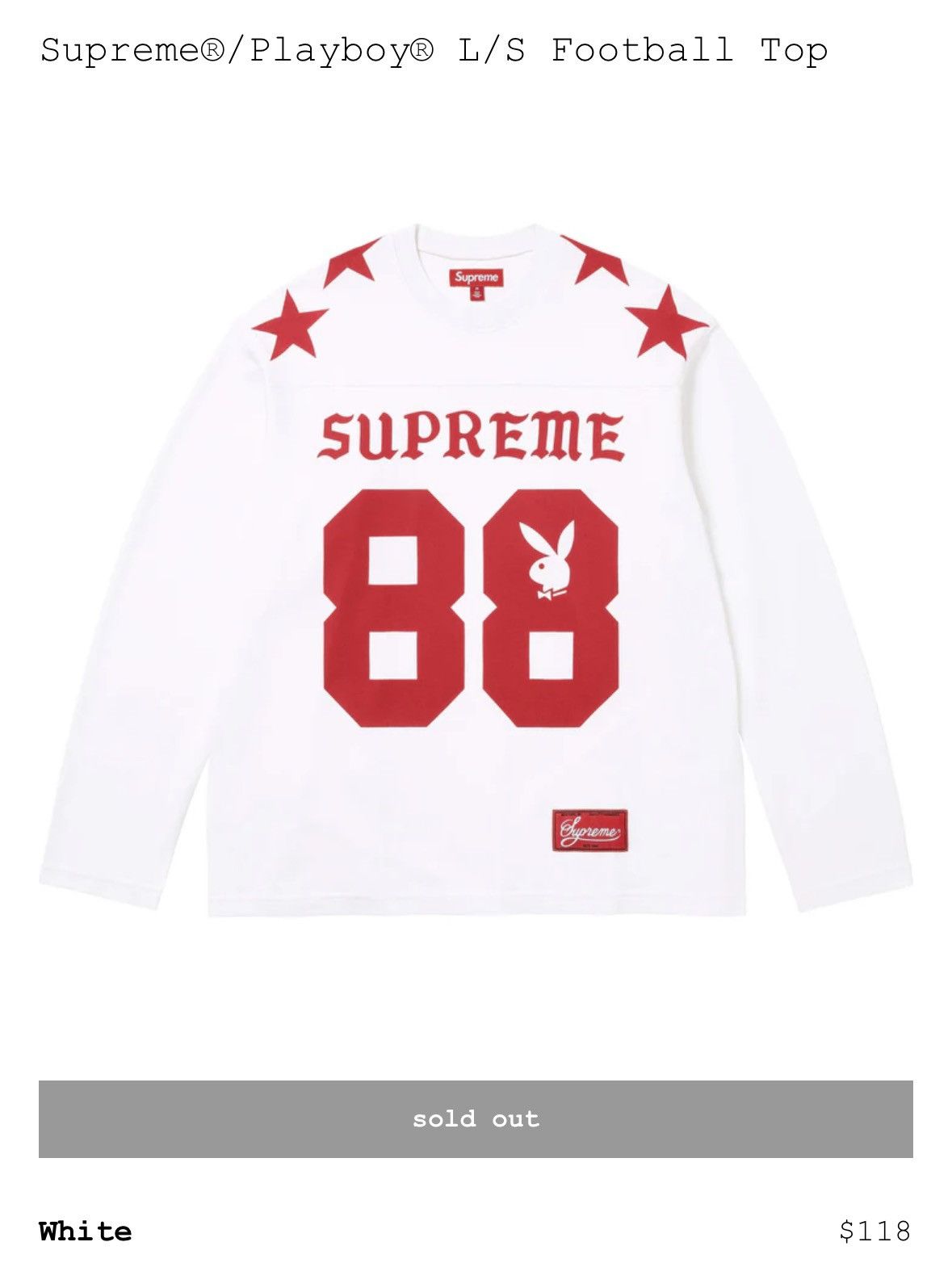 Supreme Supreme 99 L/S Football Top FTP Large White Blue | Grailed