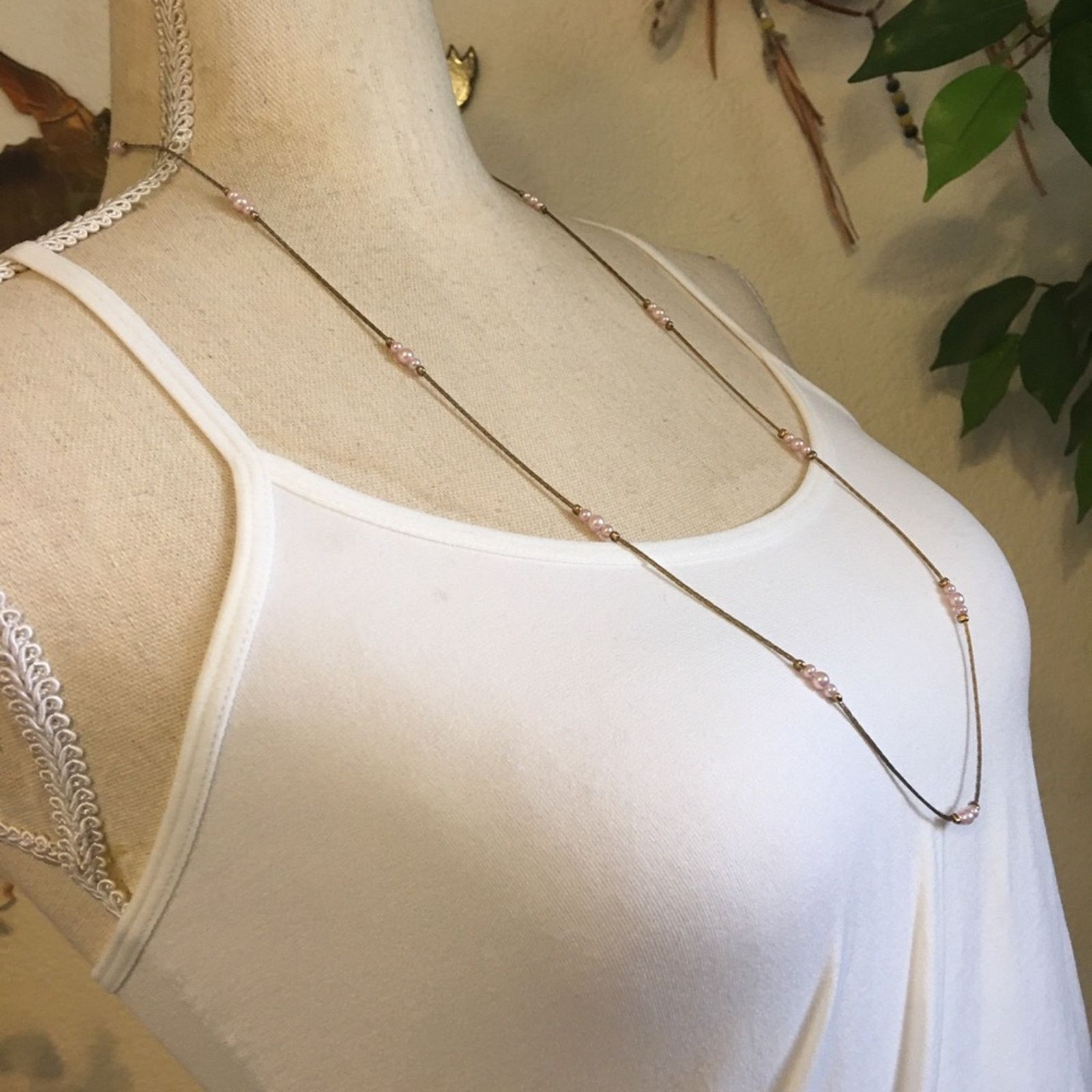 Vintage Vintage 80s beaded gold tone chain necklace Size ONE SIZE - 2 Thumbnail
