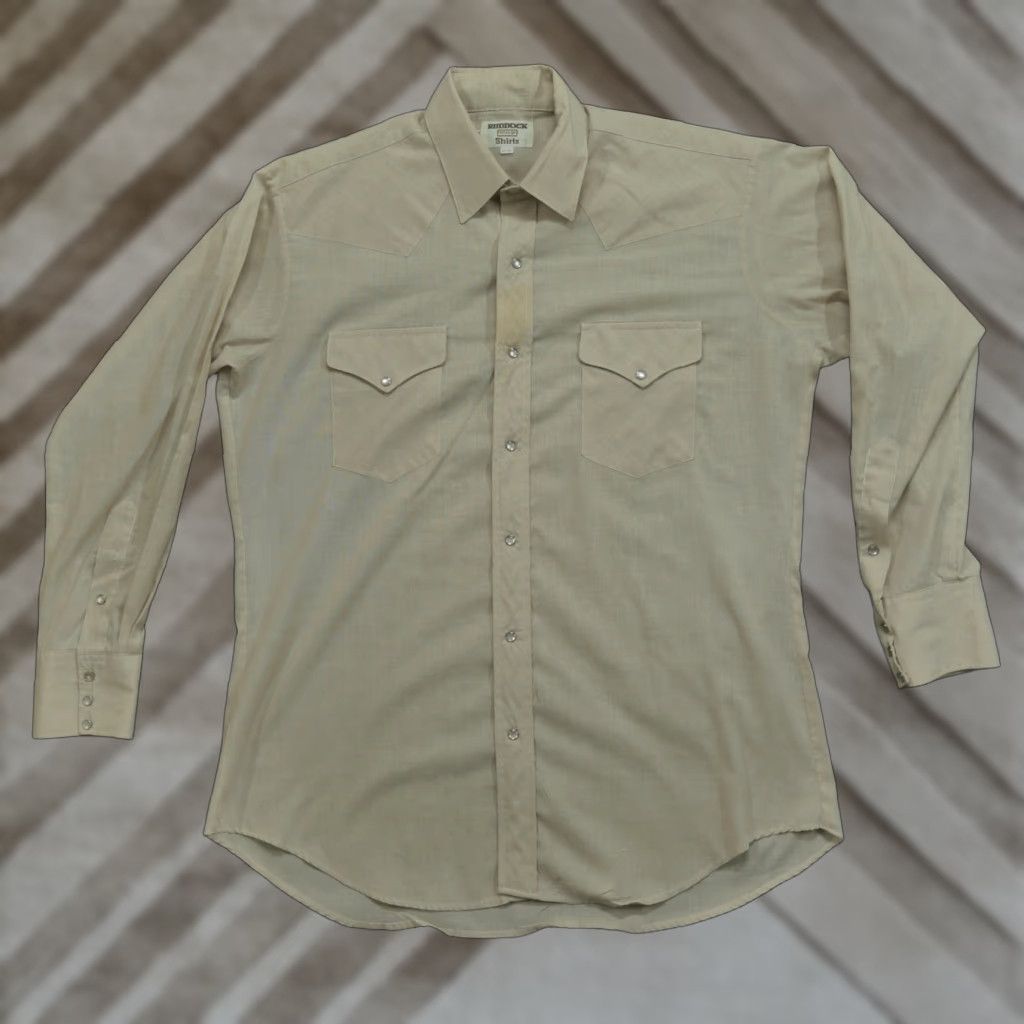 Vintage VINTAGE Ruddock Shirts Mens 34 Tan Pearl Snap Western Cowboy Shirt Regular Classic 7/10 Mens Size US S / EU 44-46 / 1 - 1 Thumbnail