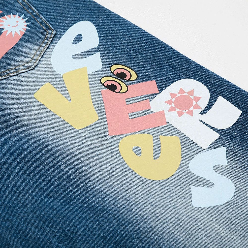 Jean Men's loose washed cartoon letter printed scimitar jeans y2k Size US 32 / EU 48 - 6 Thumbnail