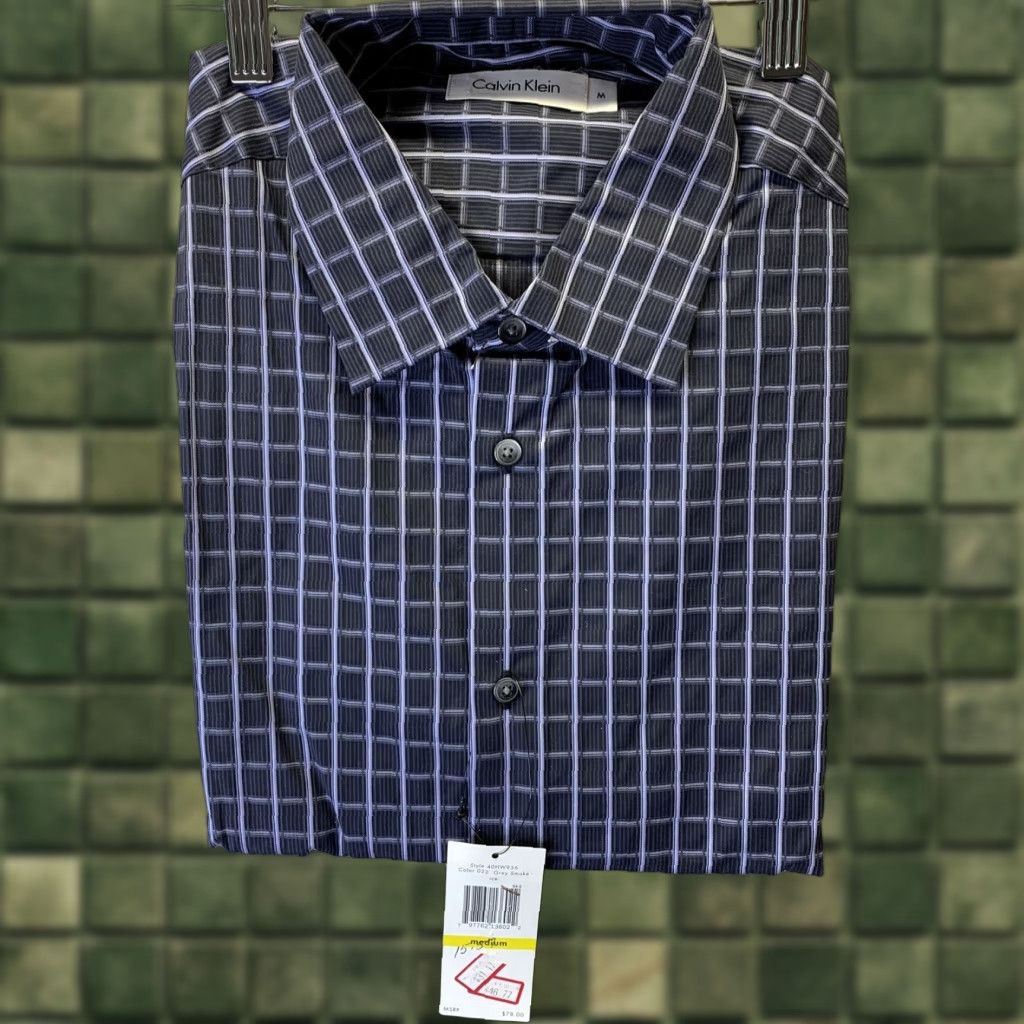 Calvin Klein Calvin Klein Men’s M Blue Plaid Button-Up Long Sleeve NWT #3469 Size US M / EU 48-50 / 2 - 1 Thumbnail