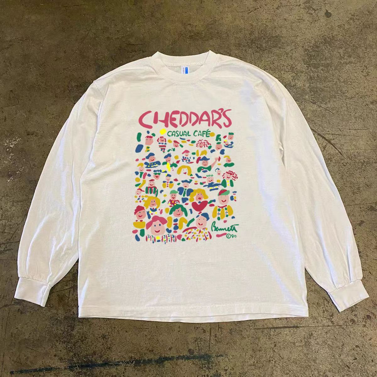 Japanese Brand White casual retro street fashion print long sleeve tee Size US L / EU 52-54 / 3 - 1 Thumbnail