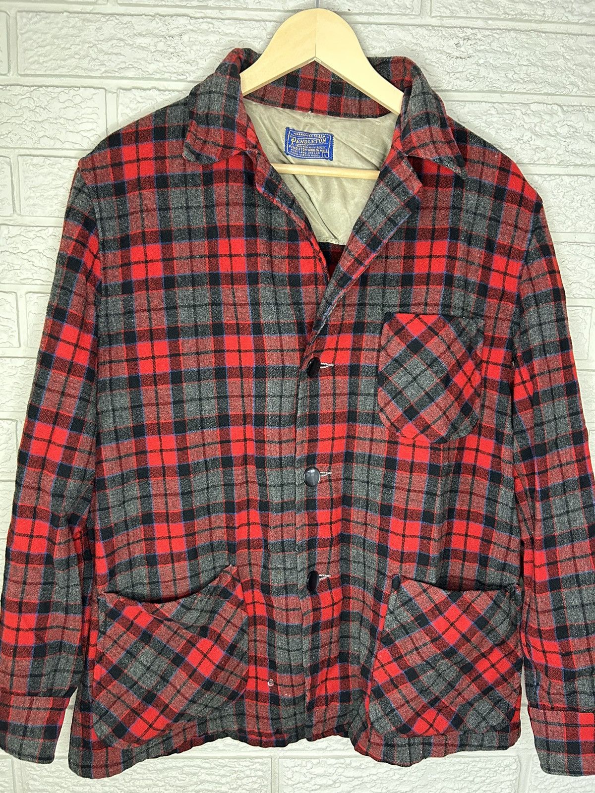 Pendleton × Vintage Vintage 60s Pendleton Wool Tartan Plaid Button Up Flannel Size US L / EU 52-54 / 3 - 4 Thumbnail
