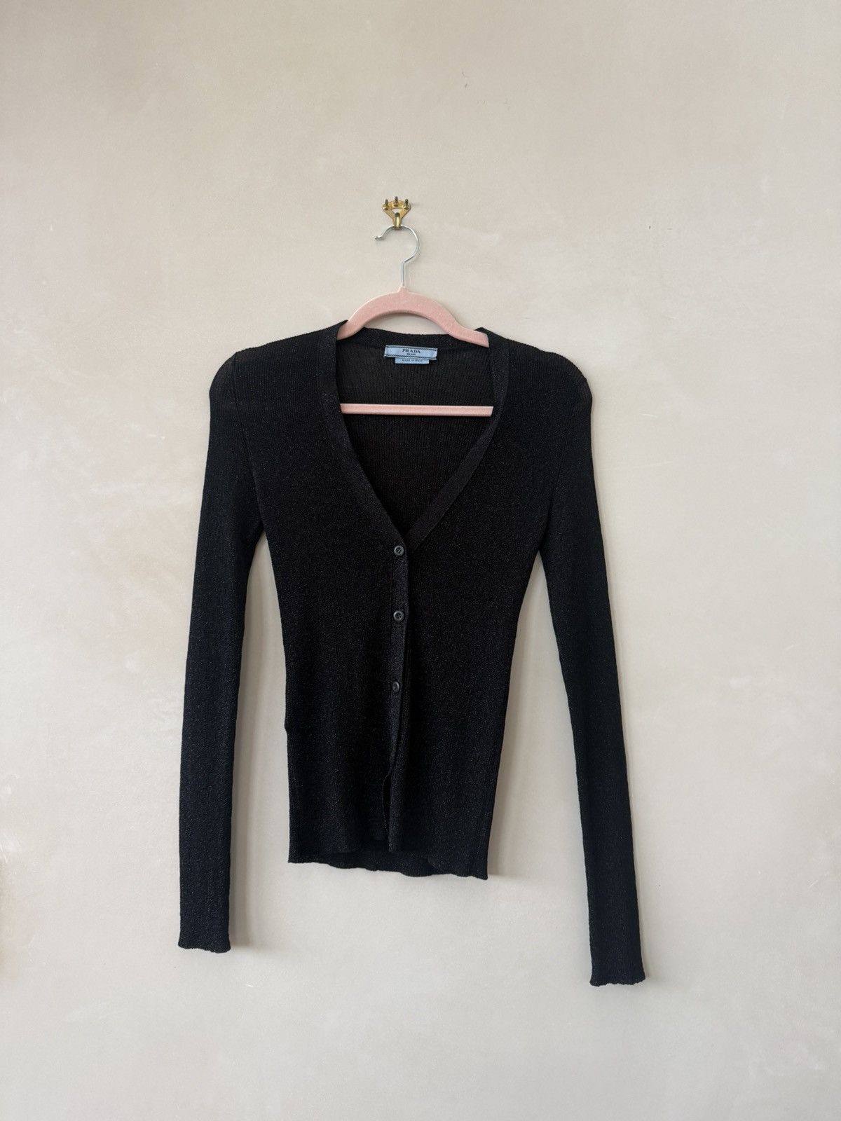 Prada Prada button up long sleeve black cardigan / sparkly Size S / US 4 / IT 40 - 3 Thumbnail