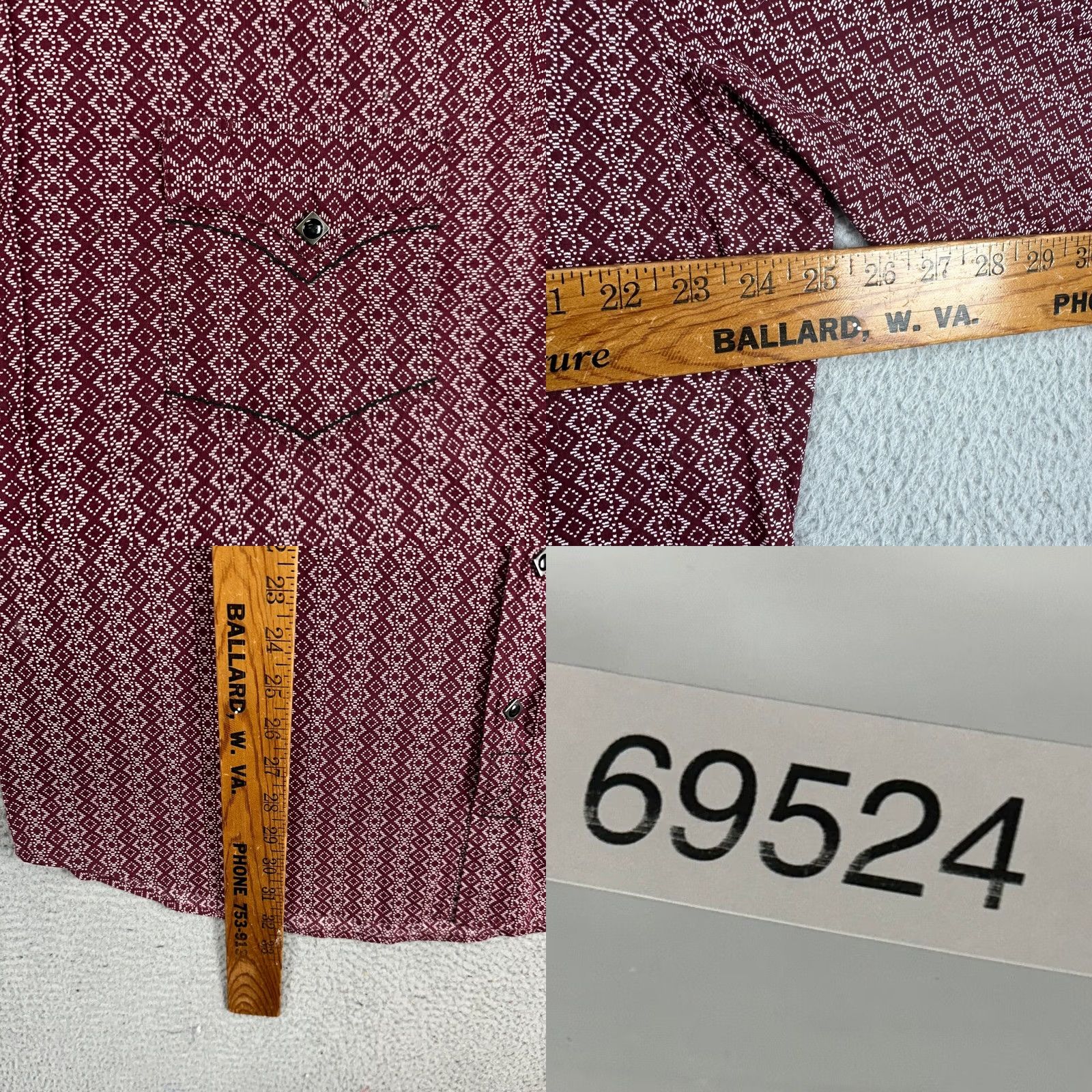 Roper Roper Wear The West Button Up Shirt Men XL Maroon Western Pearl Snap Flap Pocket Size US XL / EU 56 / 4 - 8 Thumbnail
