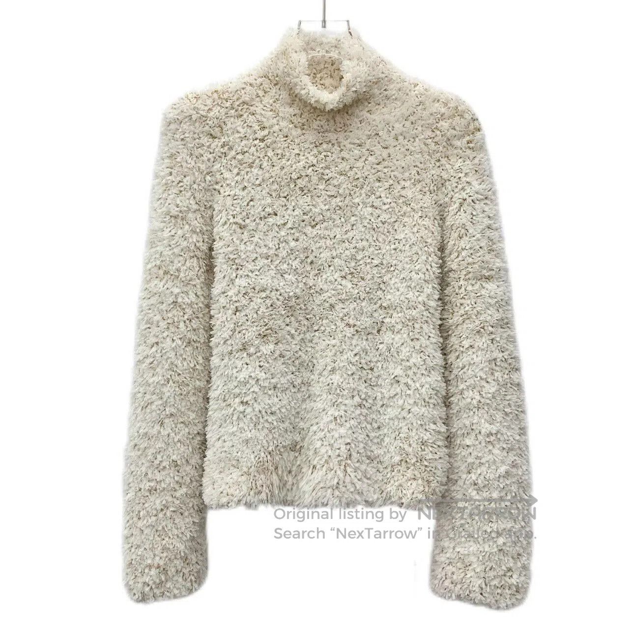 Loewe Beige Sequin Turtleneck Sweater.