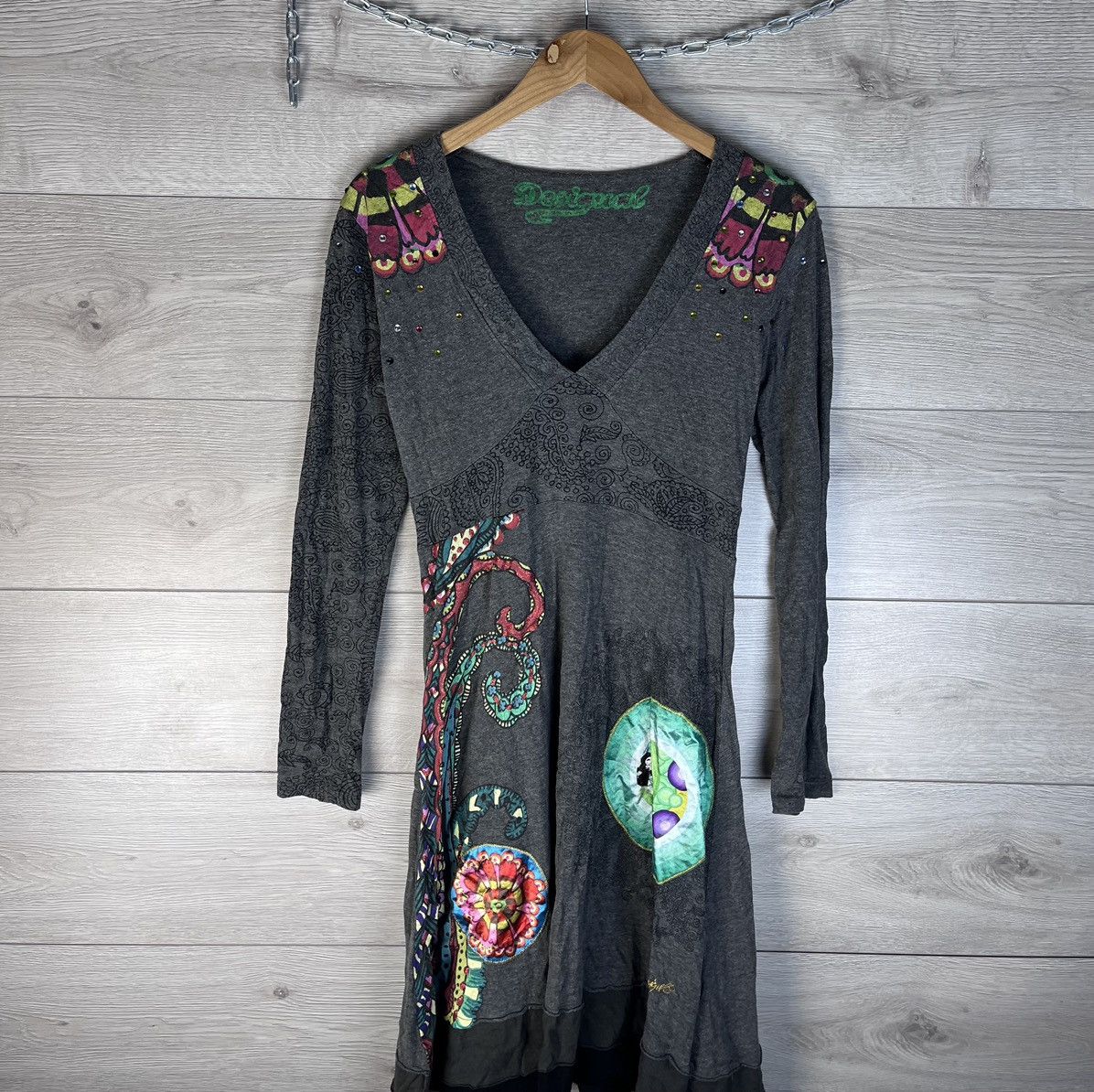 Desigual Women dress Designer size L logo flowers Y2K Size L / US 10 / IT 46 - 1 Thumbnail