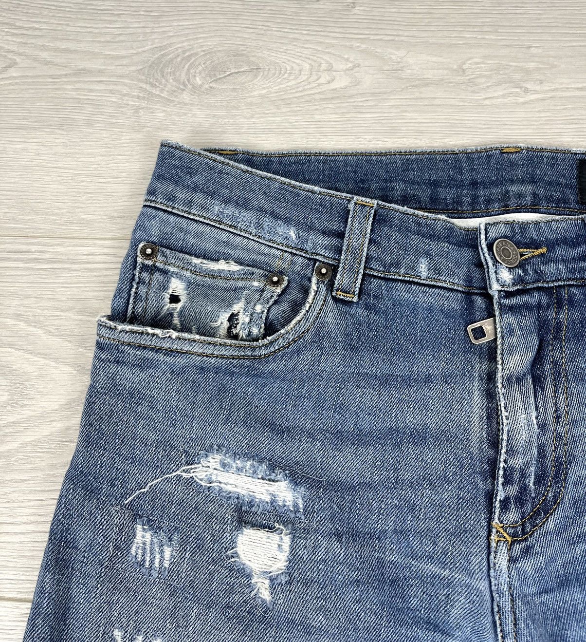 Dolce & Gabbana Dolce & Gabbana Distressed Slim Fit Blue Washed Denim Pants Size US 30 / EU 46 - 9 Thumbnail