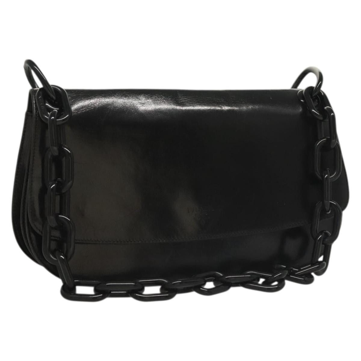 Prada PRADA Chain Shoulder Bag Leather Black Size ONE SIZE - 1 Thumbnail