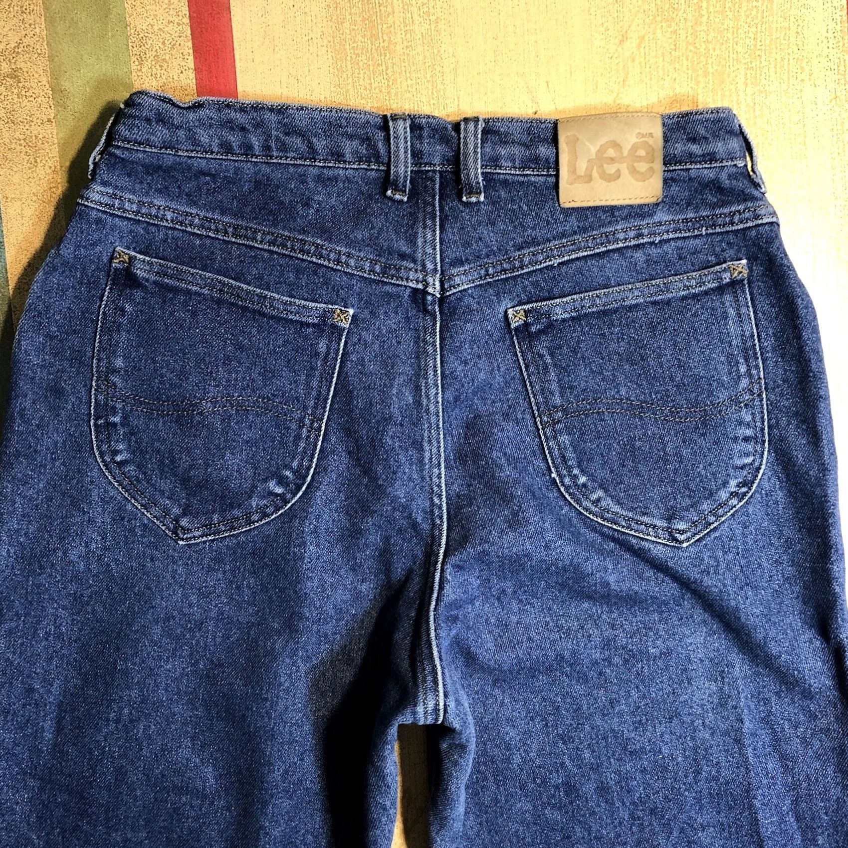 Lee VINTAGE Lee Jeans Taper Womens 14 Regular 30x30.5 Blue Denim Hi Rise 12 Inseam 5-Pocket USA 80s 90s Fans Mens Girls Size 36" / US 14 / IT 50 - 3 Thumbnail