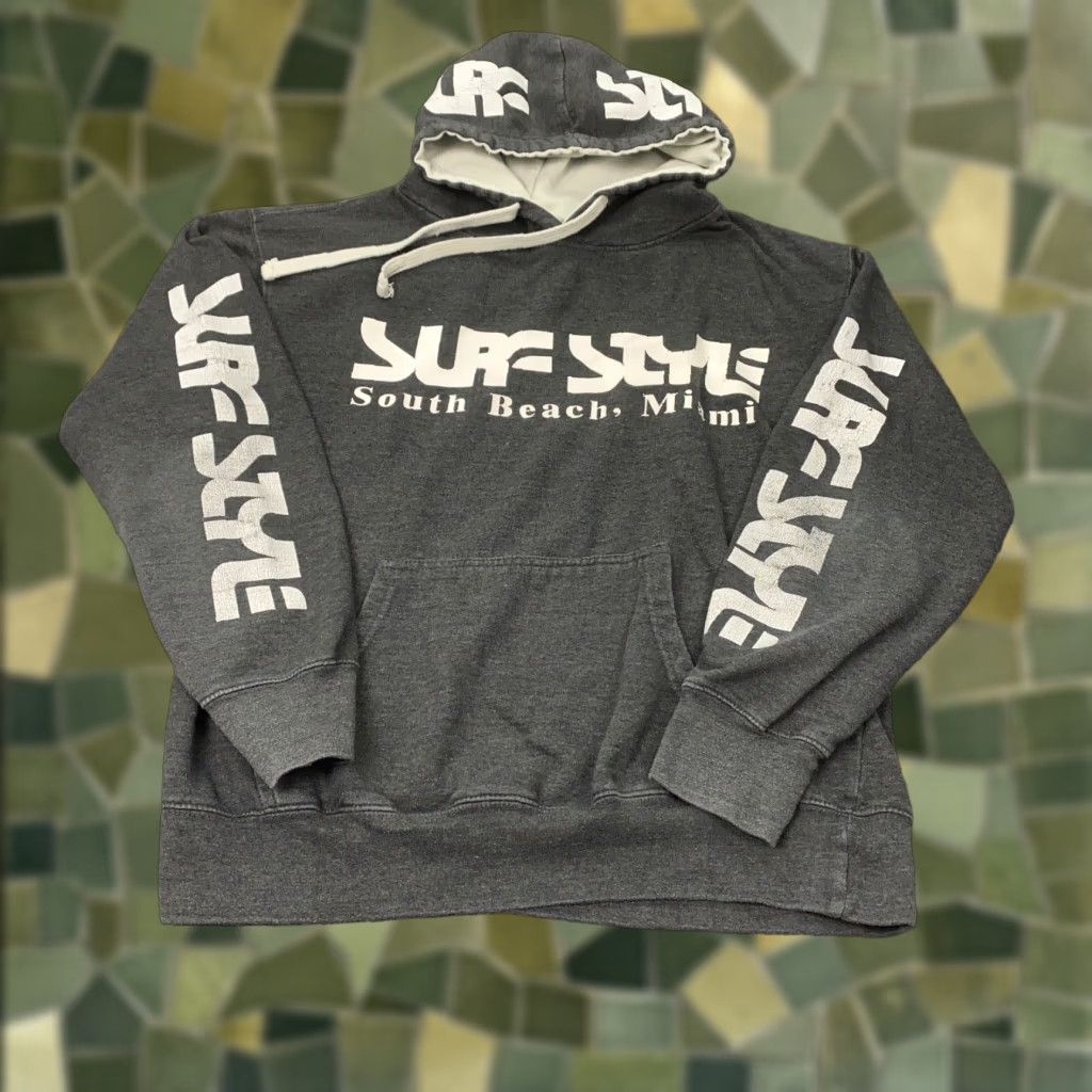 Surf Style Hoodie Womens XL Gray Pullover Sweatshirt Grunge Beach Activewear Pockets