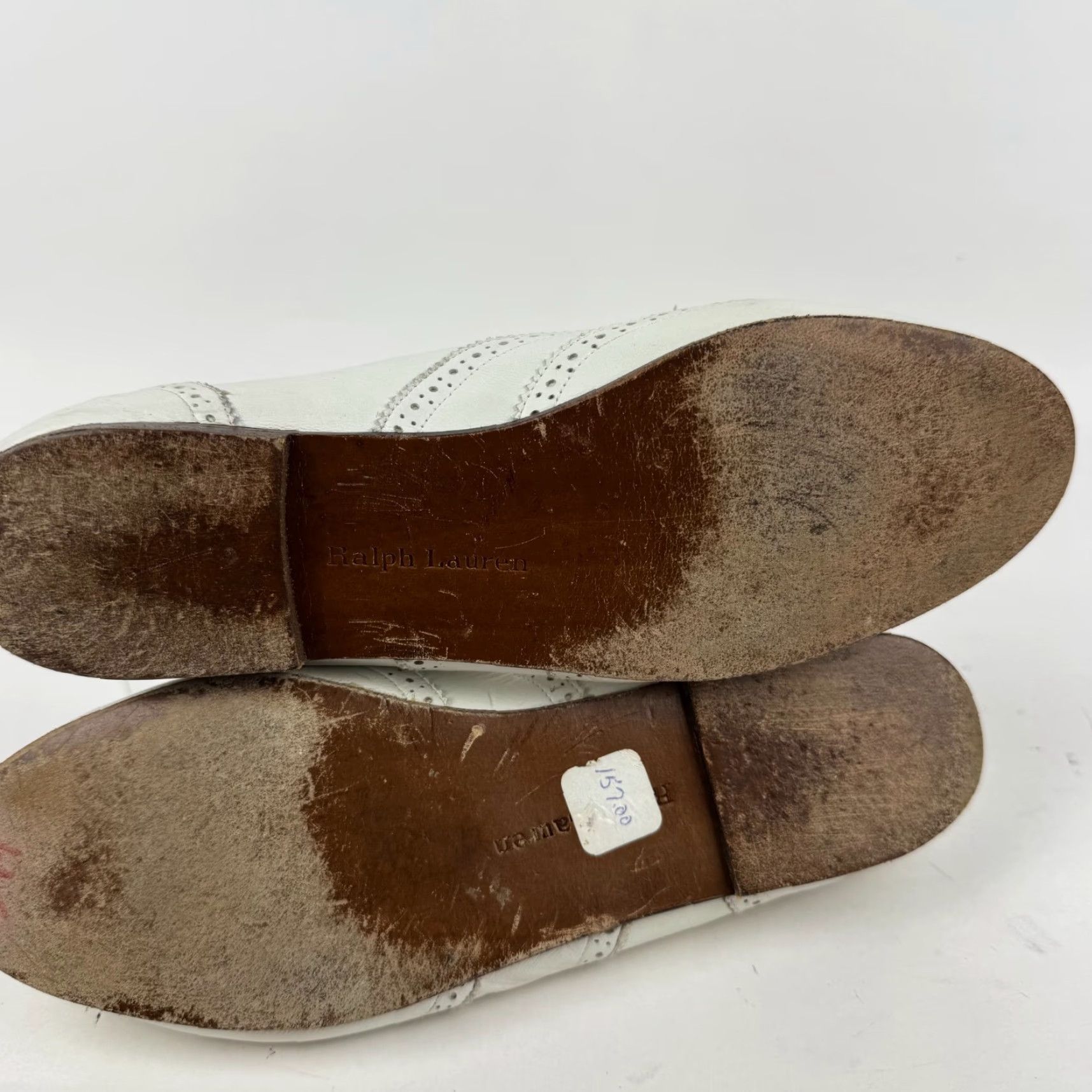 Ralph Lauren VTG Ralph Lauren Womens 5.5 B White Leather Wing Tip Brogue Flats Made in Italy Size US 6 / IT 36 - 4 Thumbnail