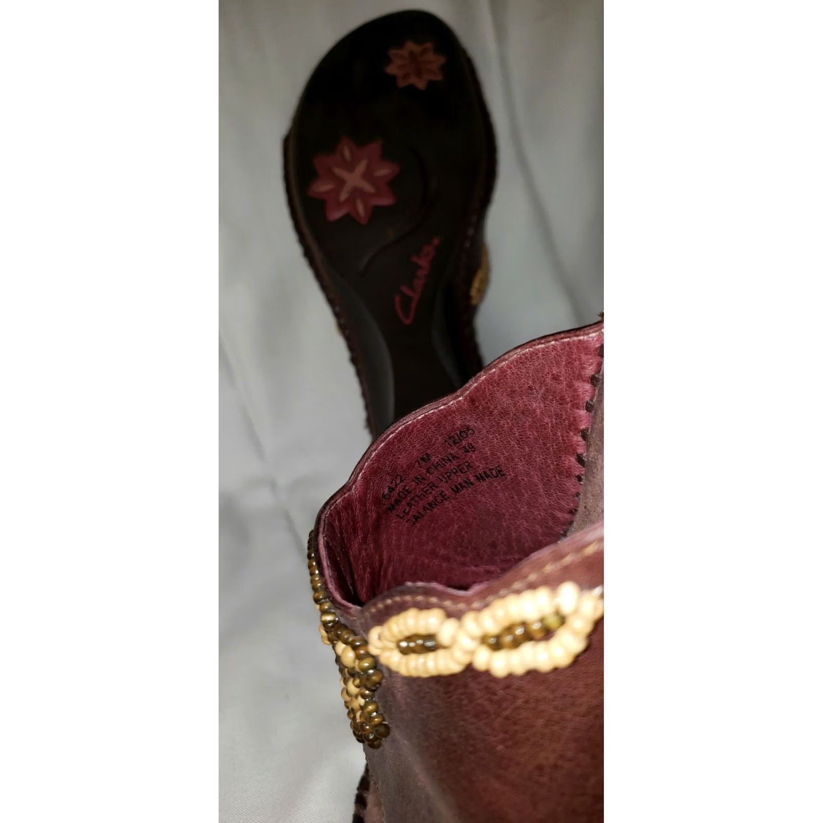 Clarks Clark Artisan Women's Wedge Sandal Brown with Beading Model 6422 US 7 M Womens Size US 7 / IT 37 - 5 Thumbnail
