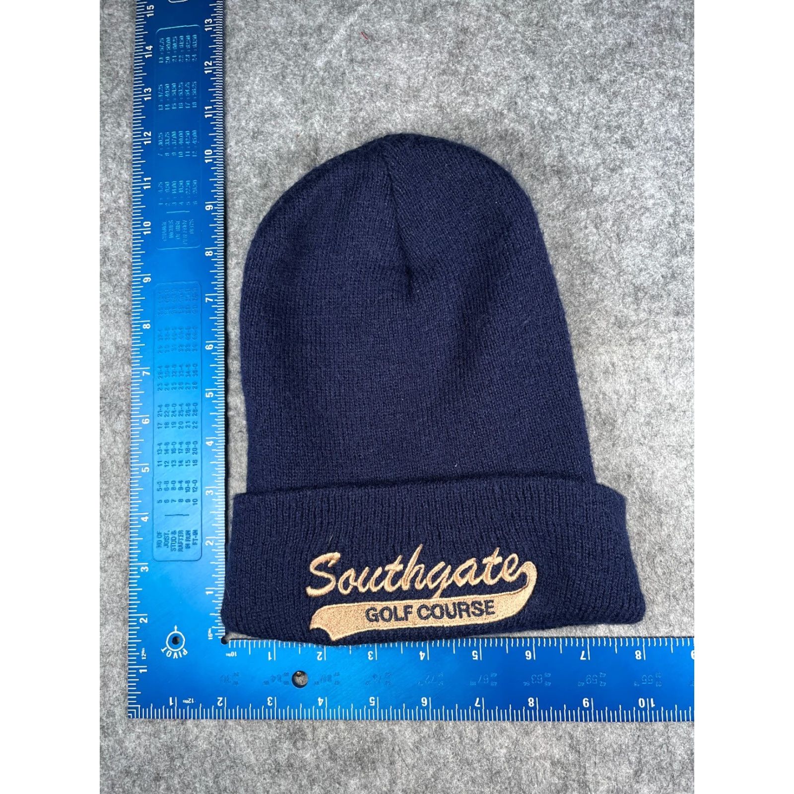 Vintage Town Talk Beanie Hat Adult One Size Blue Knit 100% Acrylic Christmas Southgate Golf Course Style Ski Logo Mens Size ONE SIZE - 2 Thumbnail