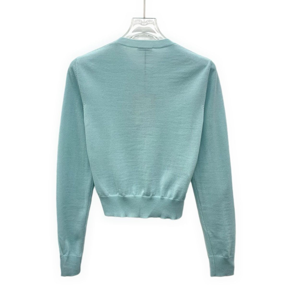 Miu Miu Miu Miu Light Blue Hollow Out Wool Knit Cardigan K26WX Size S / US 4 / IT 40 - 2 Thumbnail