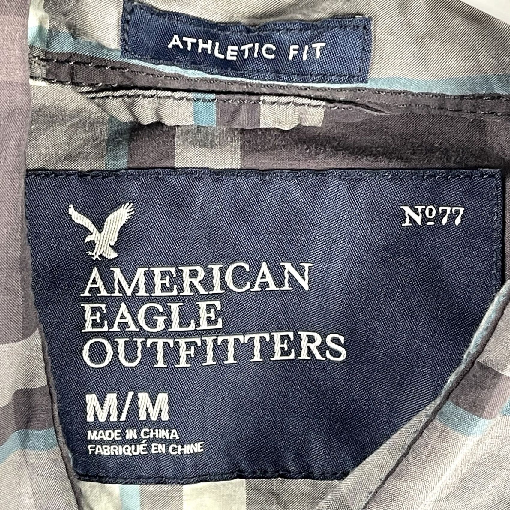 American Eagle Outfitters American Eagle Outfitters Button-Up Shirt Medium Black Plaid Athletic Fit Y2K Mens Size US M / EU 48-50 / 2 - 5 Thumbnail