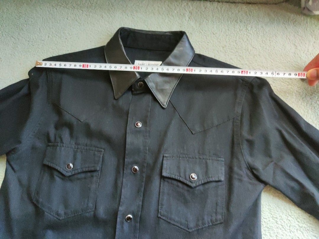 Saint Laurent Paris Saint Laurent Paris Denim Western Shirt leather collar Size US XS / EU 42 / 0 - 4 Thumbnail