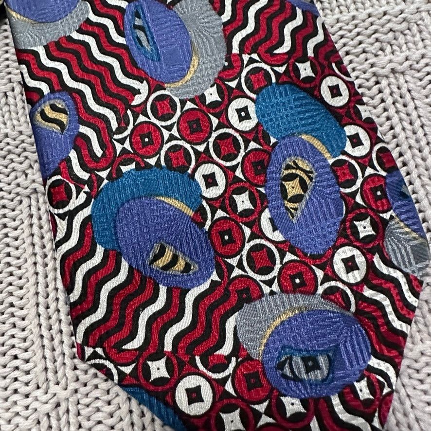 Oleg Cassini Vintage Oleg Cassini red and blue abstract Italian silk tie Size ONE SIZE - 2 Thumbnail