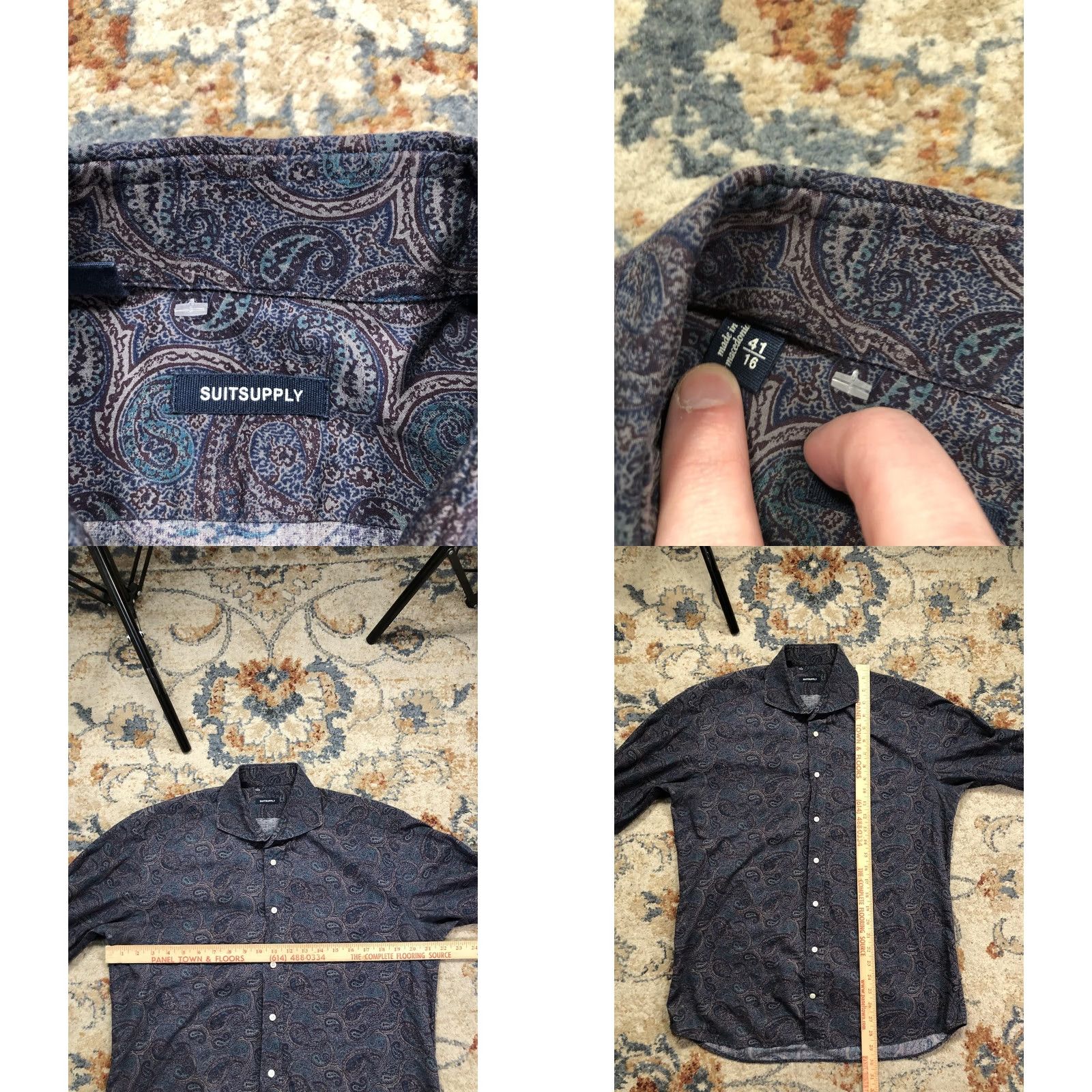 Suitsupply Suitsupply Shirt Mens Large Blue Paisley Long Sleeve Button-Up Casual Dressy Size US L / EU 52-54 / 3 - 8 Thumbnail