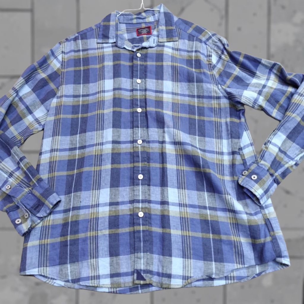 UNTUCKit UNTUCKit Mens Shirt L Blue Plaid 100% Linen Wrinkle Resistant Button-Up Collared Long Sleeve Size US L / EU 52-54 / 3 - 1 Thumbnail