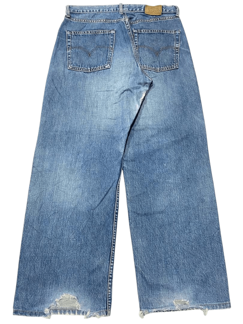Levi's Vintage Y2K Levi's 504 Blue Washed Distressed Baggy Jeans Size US 34 / EU 50 - 2 Thumbnail