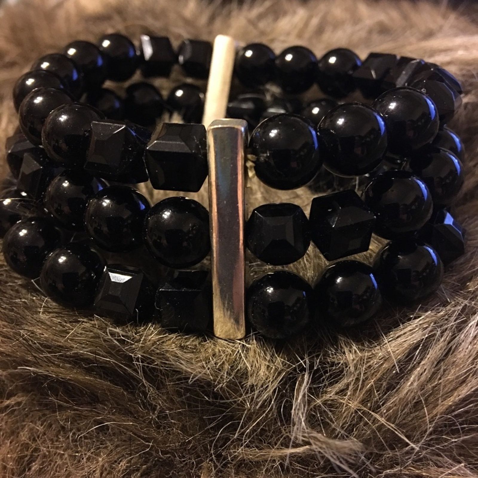 Jewelry Vintage Black Pearl Bead Stretch Bracelet, Women's