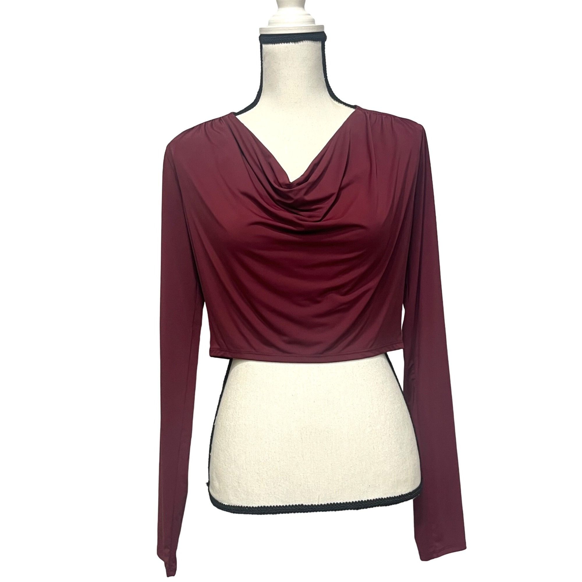 Other Open Edit Cowl Neck Long Sleeve Crop Top, Burgundy London, S Size S / US 4 / IT 40 - 1 Thumbnail