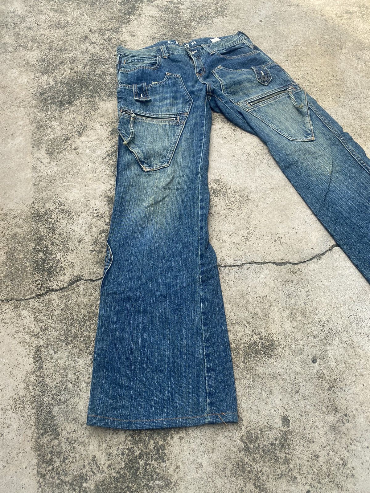 If Six Was Nine × Japanese Brand Flare Jeans Bison Double Knee Multipocket Size US 31 - 1 Thumbnail