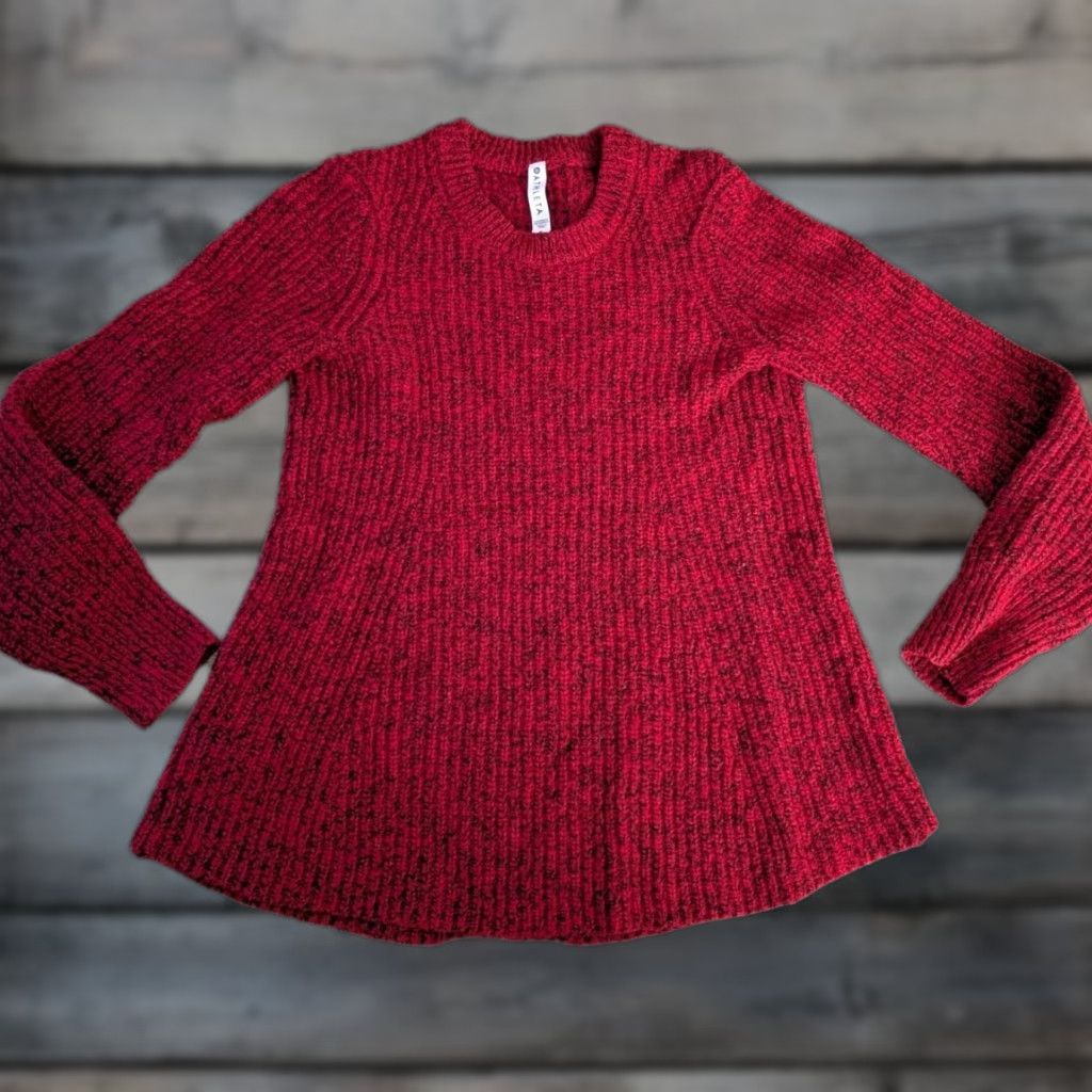 Athleta Athleta Sierra Sweater Red & Black Marled Wool Blend Chunky Knit Crewneck S Size S / US 4 / IT 40 - 1 Thumbnail