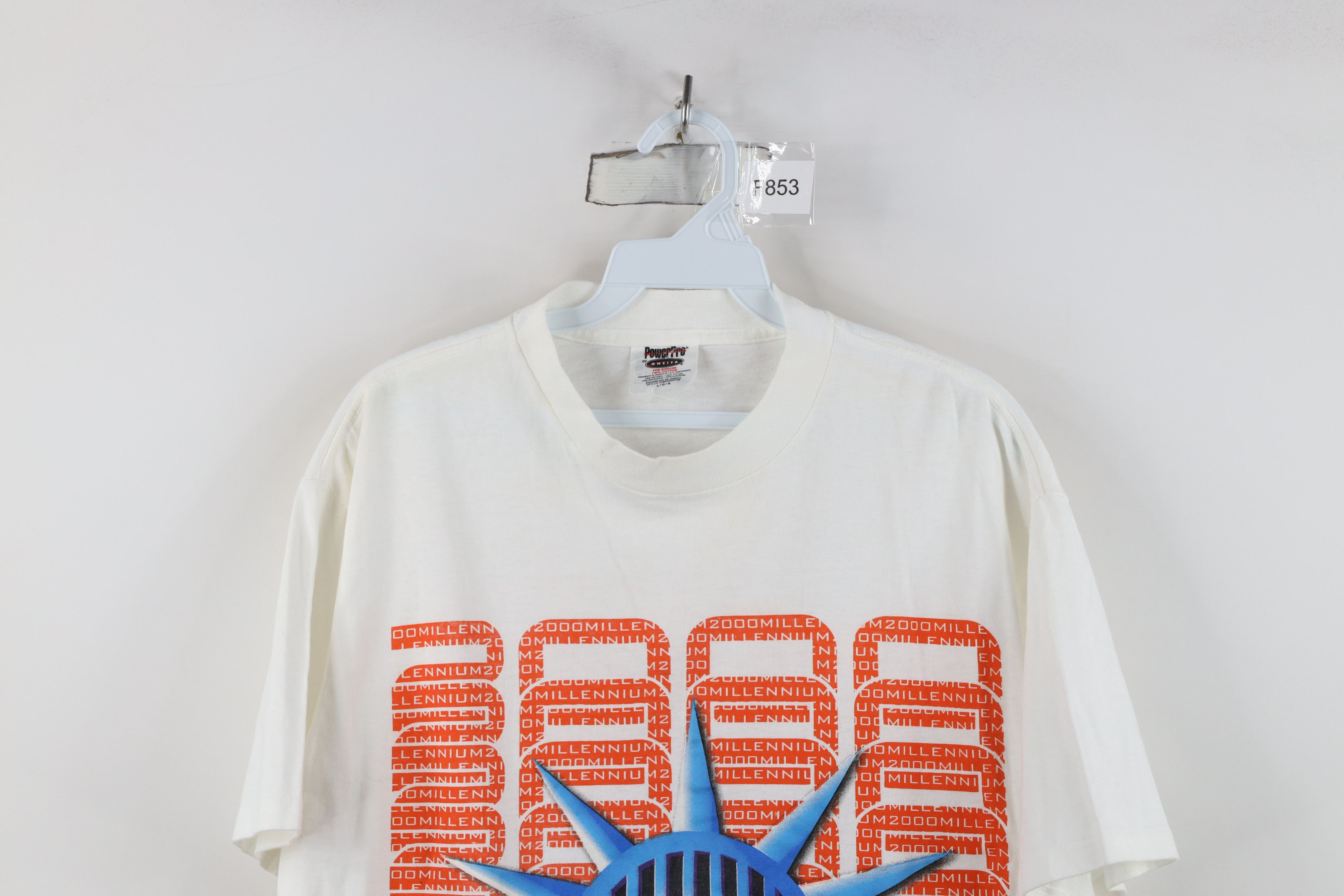 Vintage Vintage Y2K 2000 Millennium Statue of Liberty T-Shirt White Size US L / EU 52-54 / 3 - 2 Thumbnail