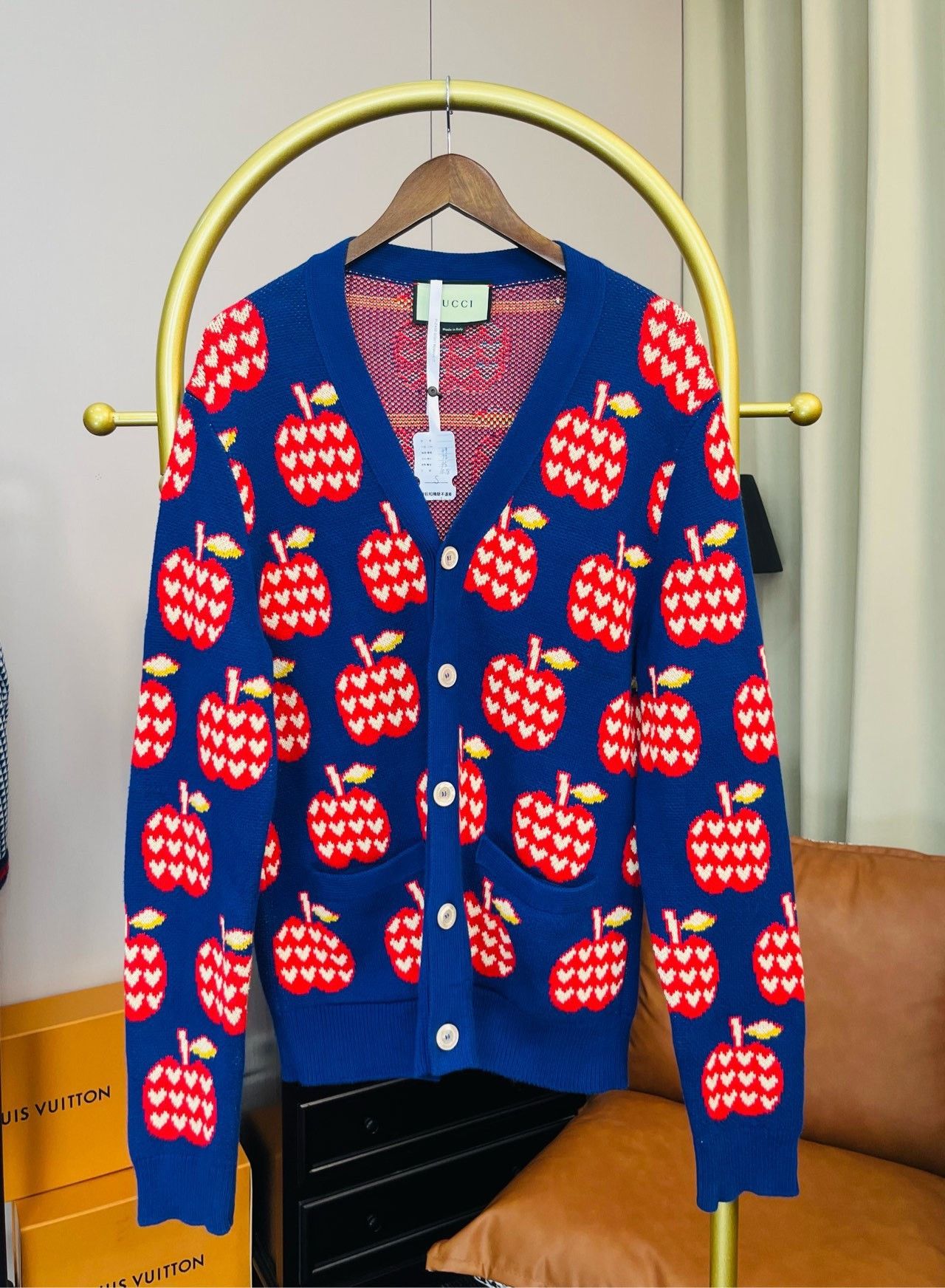 Gucci Gucci Blue Apple Full Print Cardigan sweater 2501-Nextarrow Size US S / EU 44-46 / 1 - 2 Thumbnail