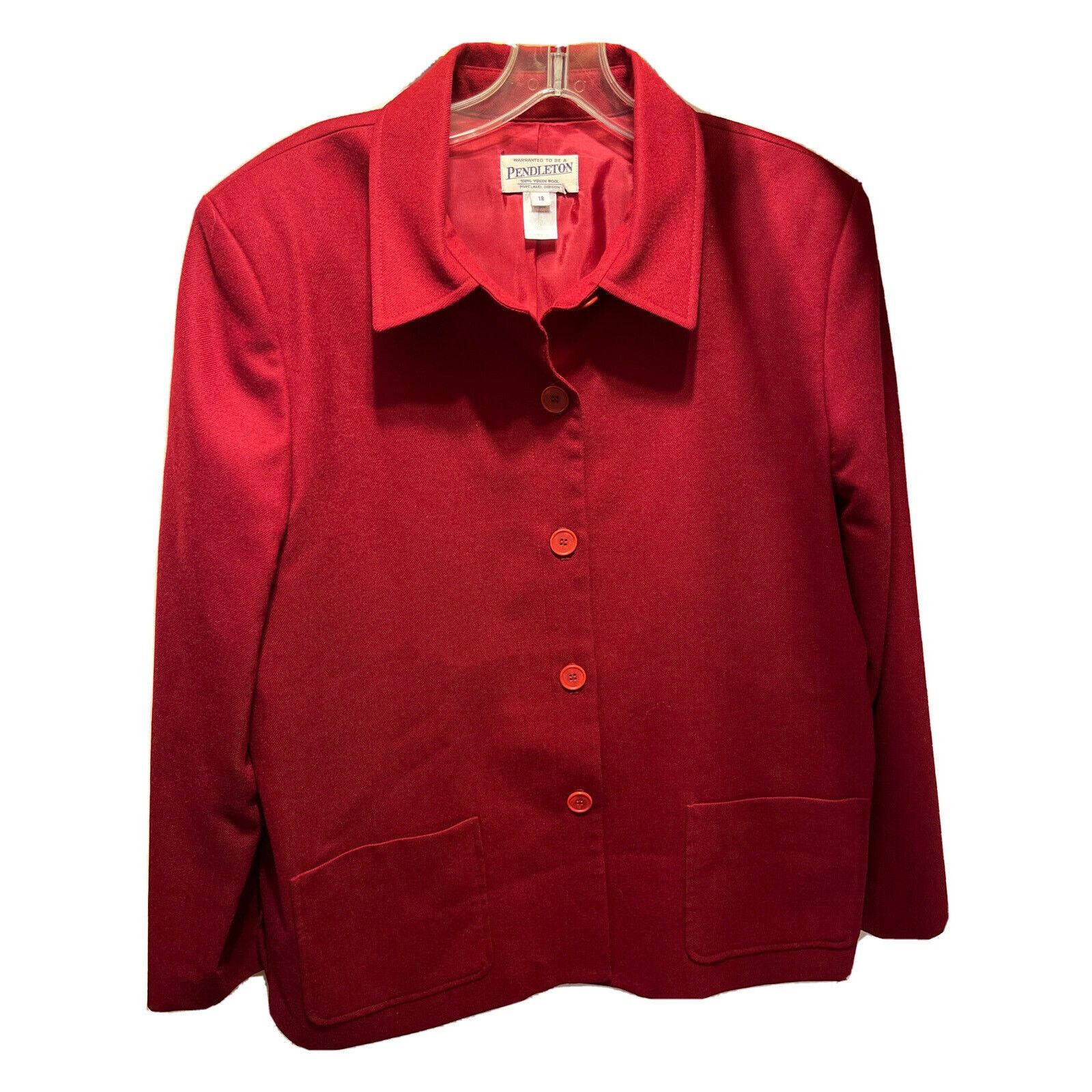 Pendleton Pendleton Vintage Women’s Size 18 Red Wool LS Button Up Coat Size XXL / US 16-18 / IT 52-54 - 1 Thumbnail