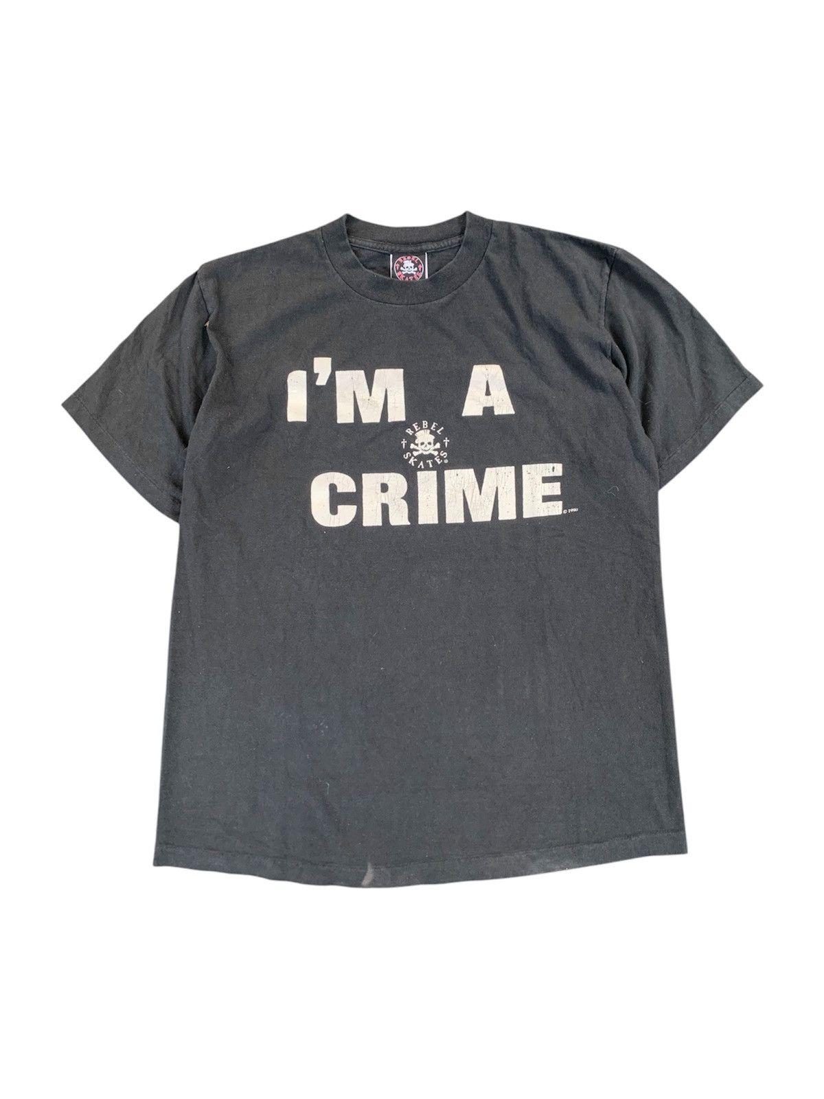 Vintage 1990s Rebel Skates I'm A Crime Tee Size US L / EU 52-54 / 3 - 1 Thumbnail