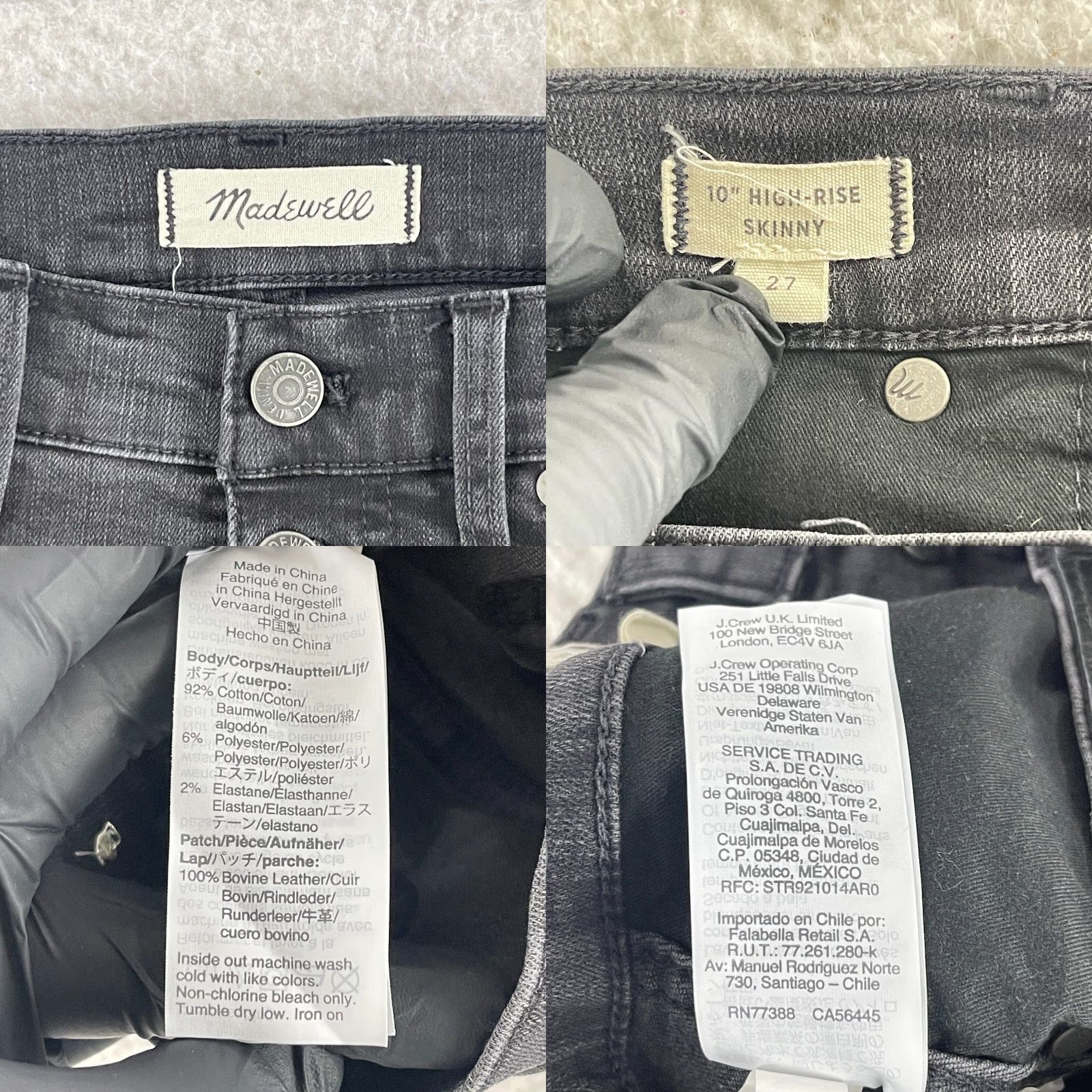 Madewell Madewell Jeans Womens 27 Black Denim 10" High-Rise Skinny Raw Hem Casual Size 27" / US 4 / IT 40 - 9 Thumbnail