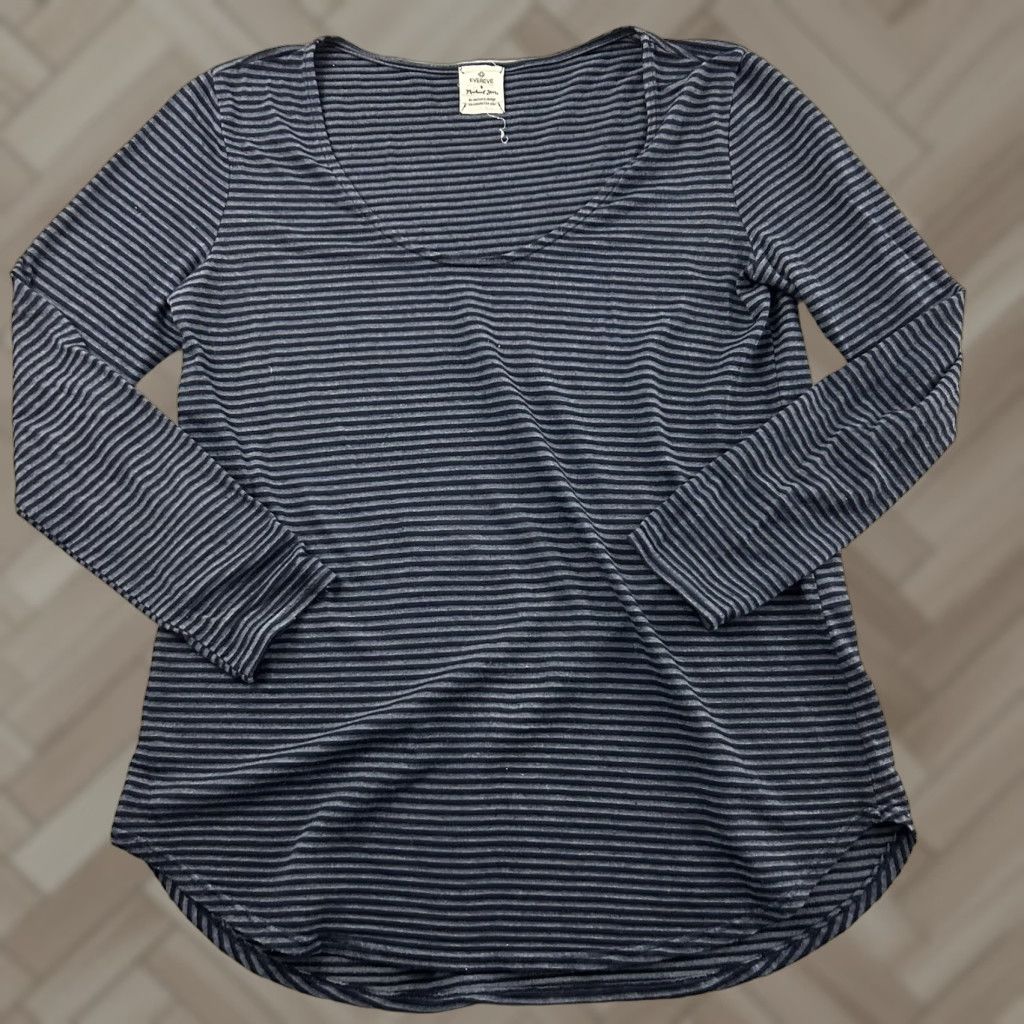 Michael Stars Evereve Michael Stars Long Sleeve Striped Shirt Womens Small Blue Shirt Size S / US 4 / IT 40 - 1 Thumbnail
