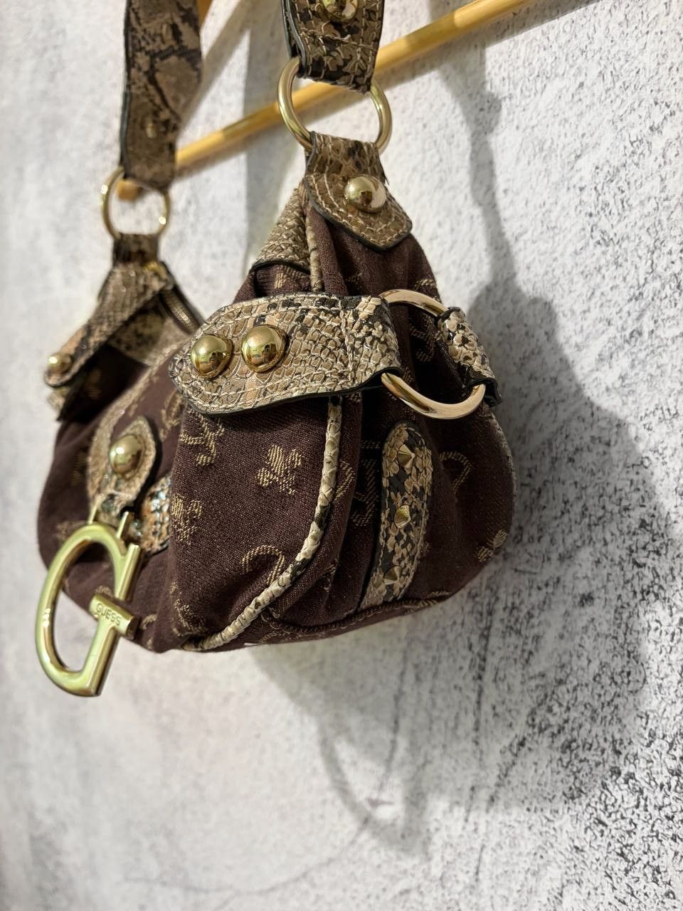 Guess Vintage GUESS Y2K Brown Monogram Snake Print Bag Large GLogo Size ONE SIZE - 5 Thumbnail