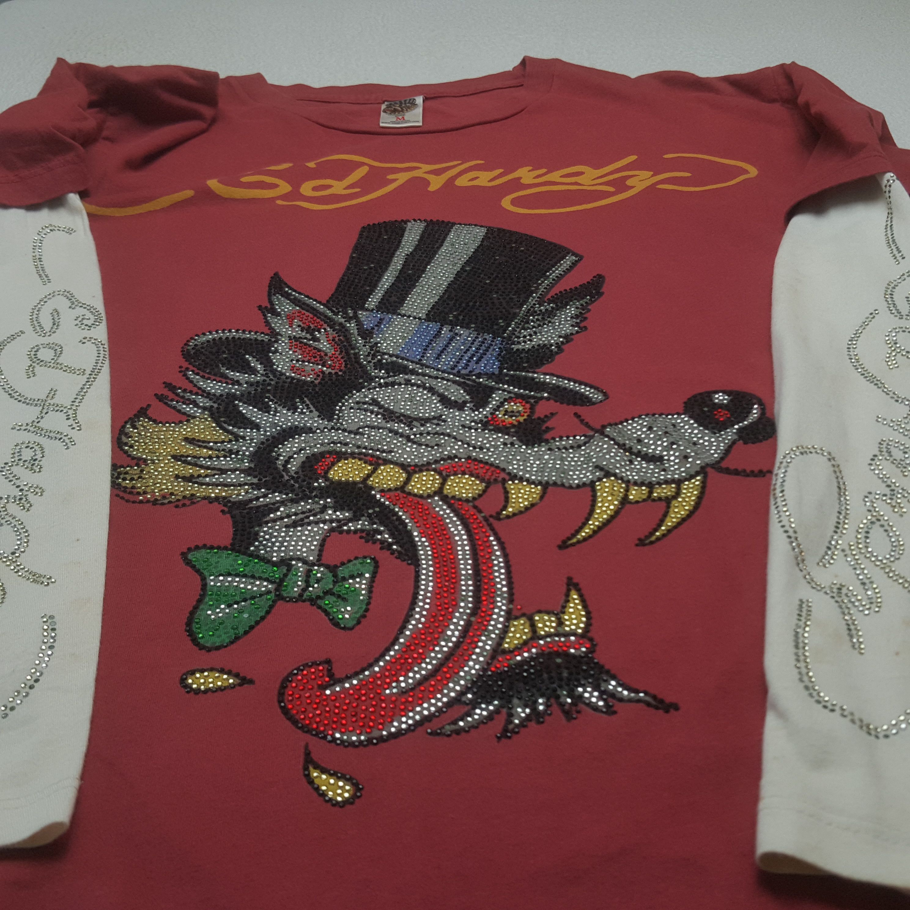 Christian Audigier × Ed Hardy × Vintage Vintage Ed Hardy by Christian Audiger Long Sleeve Tshirt Size US L / EU 52-54 / 3 - 8 Thumbnail