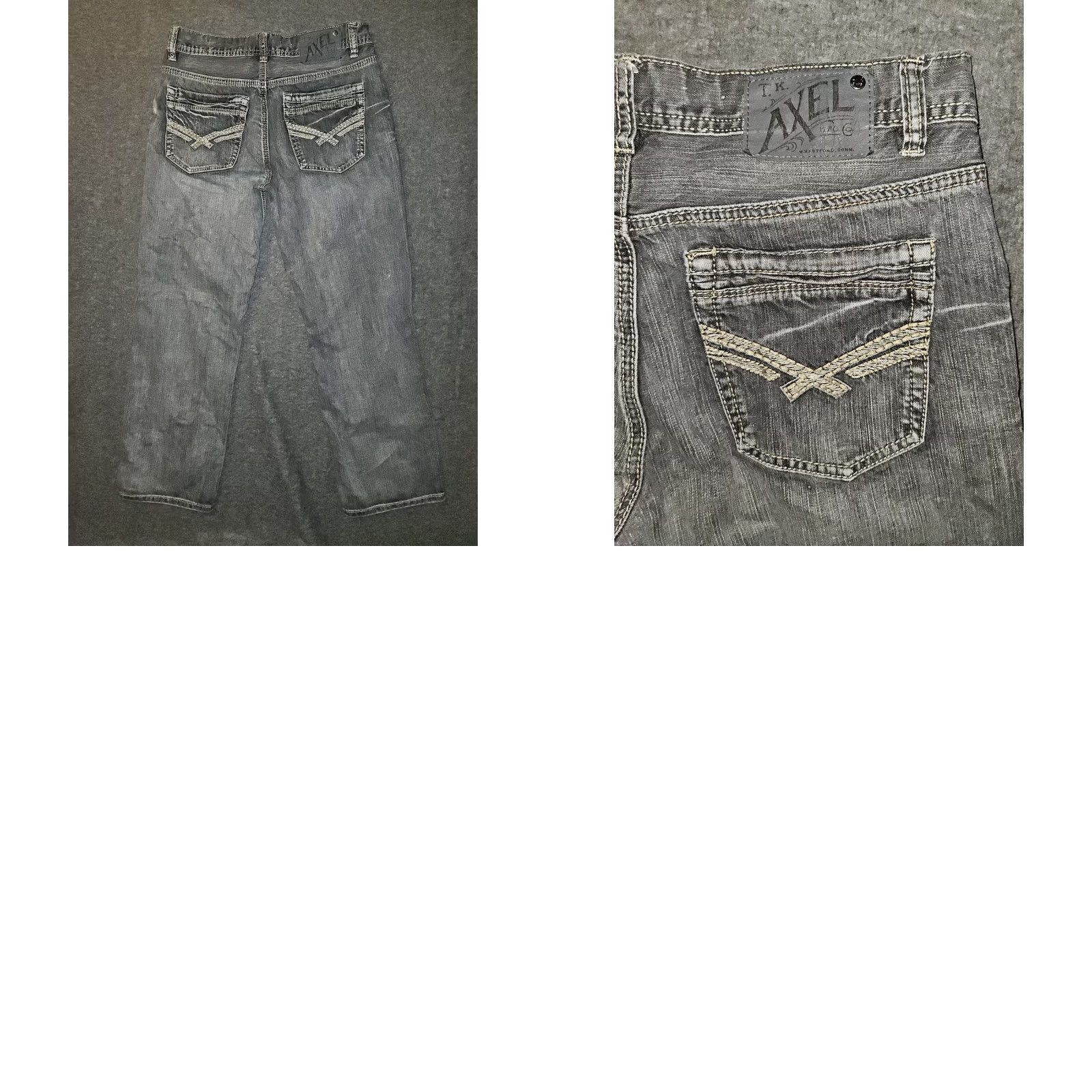 Vintage Axel Jeans Men's Gray Relaxed Straight Low Rise 30x30 Embroidered Preppy Size US 30 / EU 46 - 8 Thumbnail