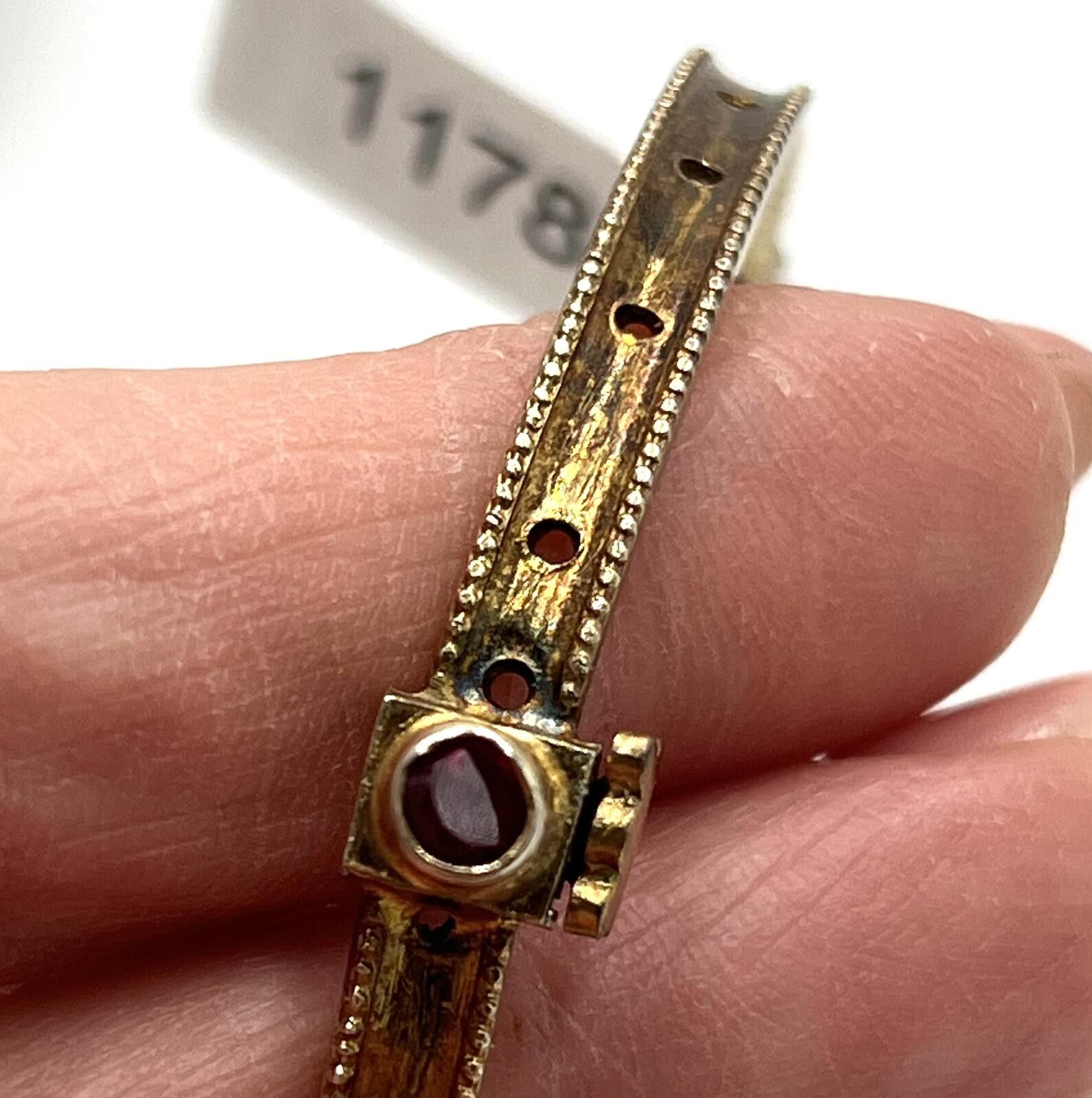 Other Victorian 14k Gold Over Sterling Silver Ruby Bangle Bracelet Size ONE SIZE - 2 Thumbnail