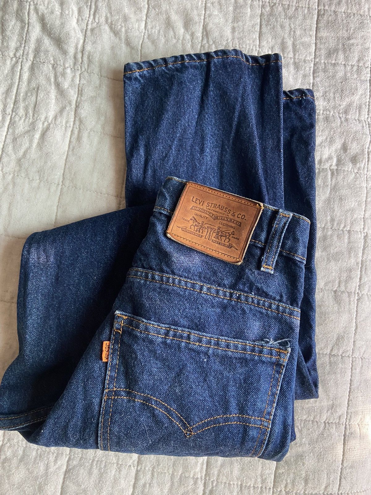 Vintage student cut dark wash Levi’s