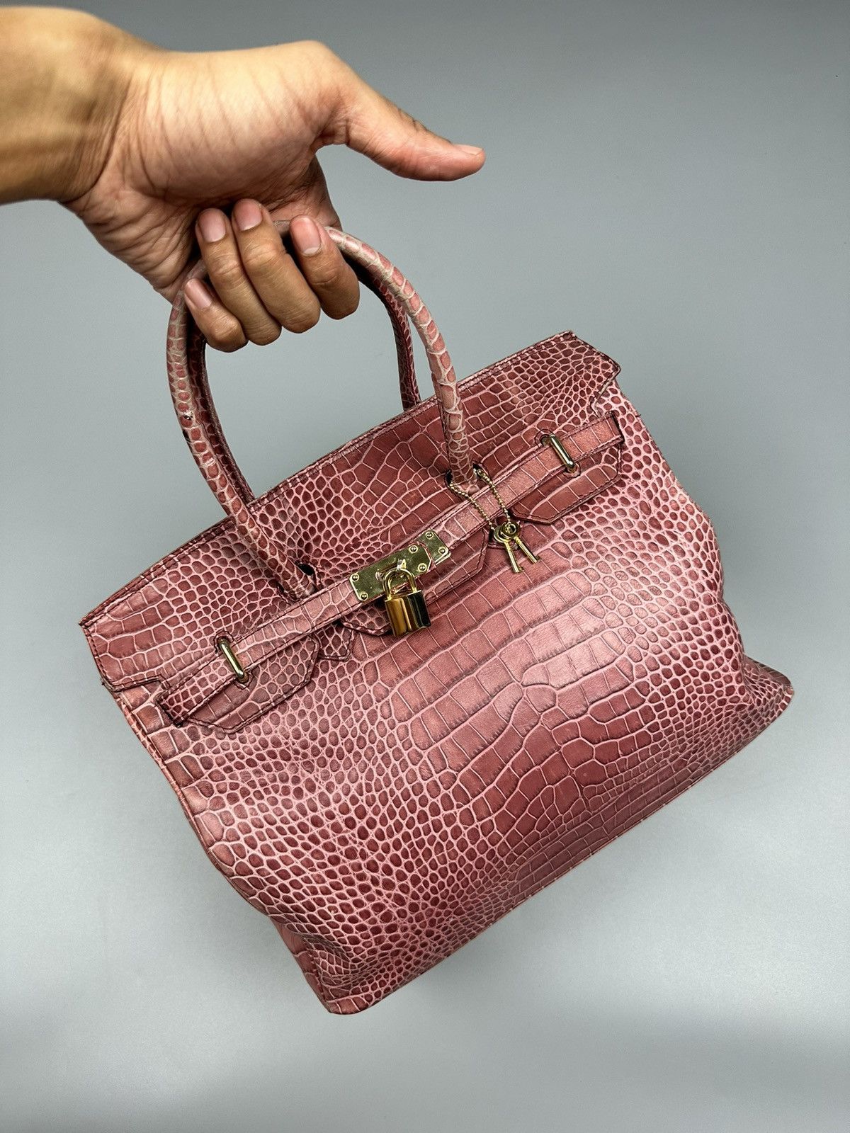 Vera Pelle Hermes Birkin Inspired Italian Vera Pelle Orobianco Bag Size ONE SIZE - 1 Thumbnail